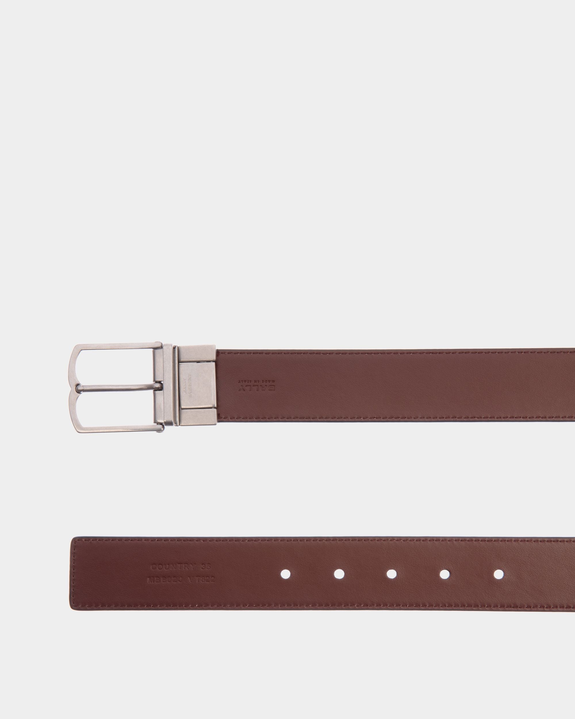 Ceinture Country 35 mm Réversible Et Ajustable En Cuir Ebano Et Marron - Homme - Bally - 02