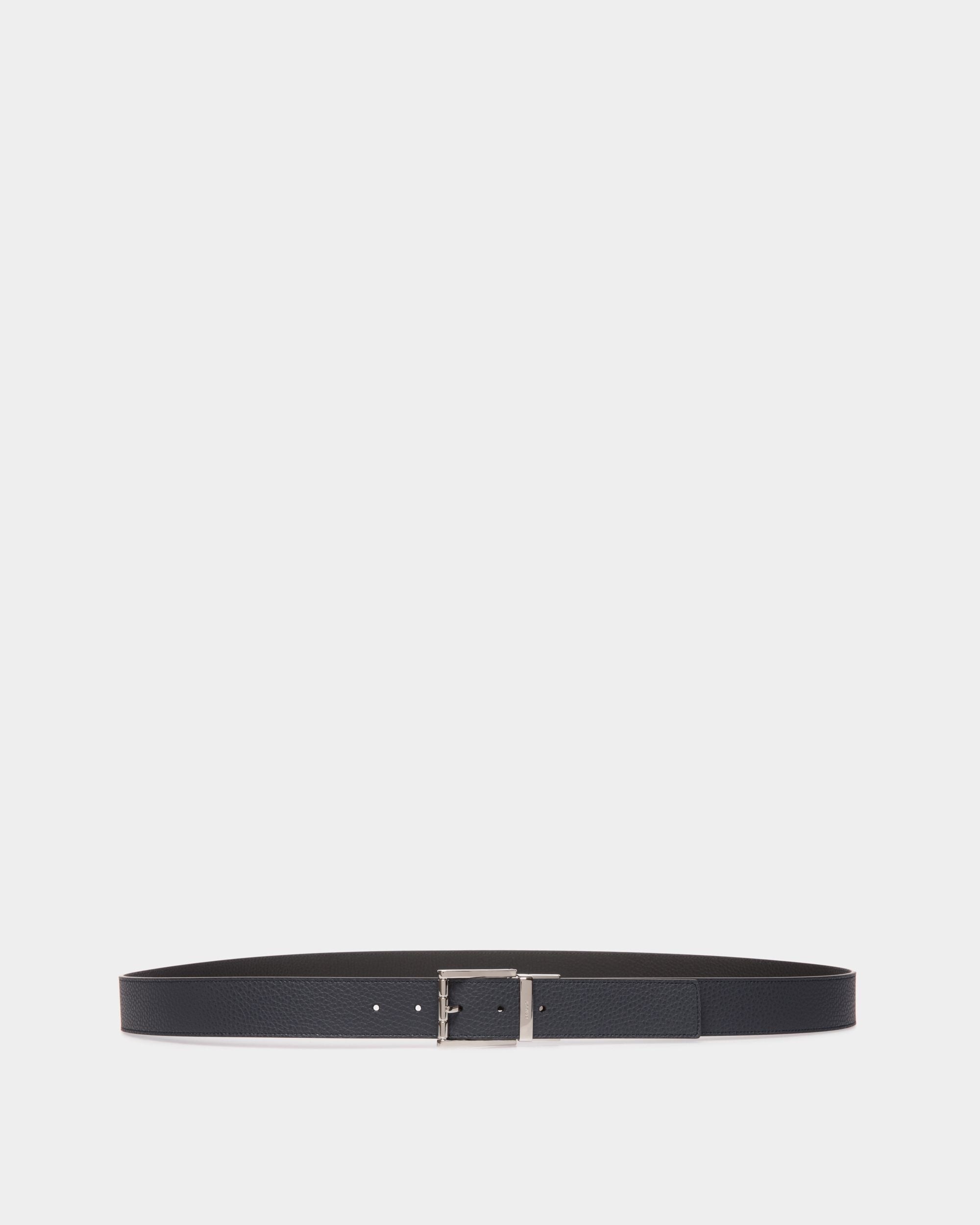 Ceinture Astory 35 mm Réversible Et Ajustable En Cuir Navy Blue Et Noir - Homme - Bally - 01