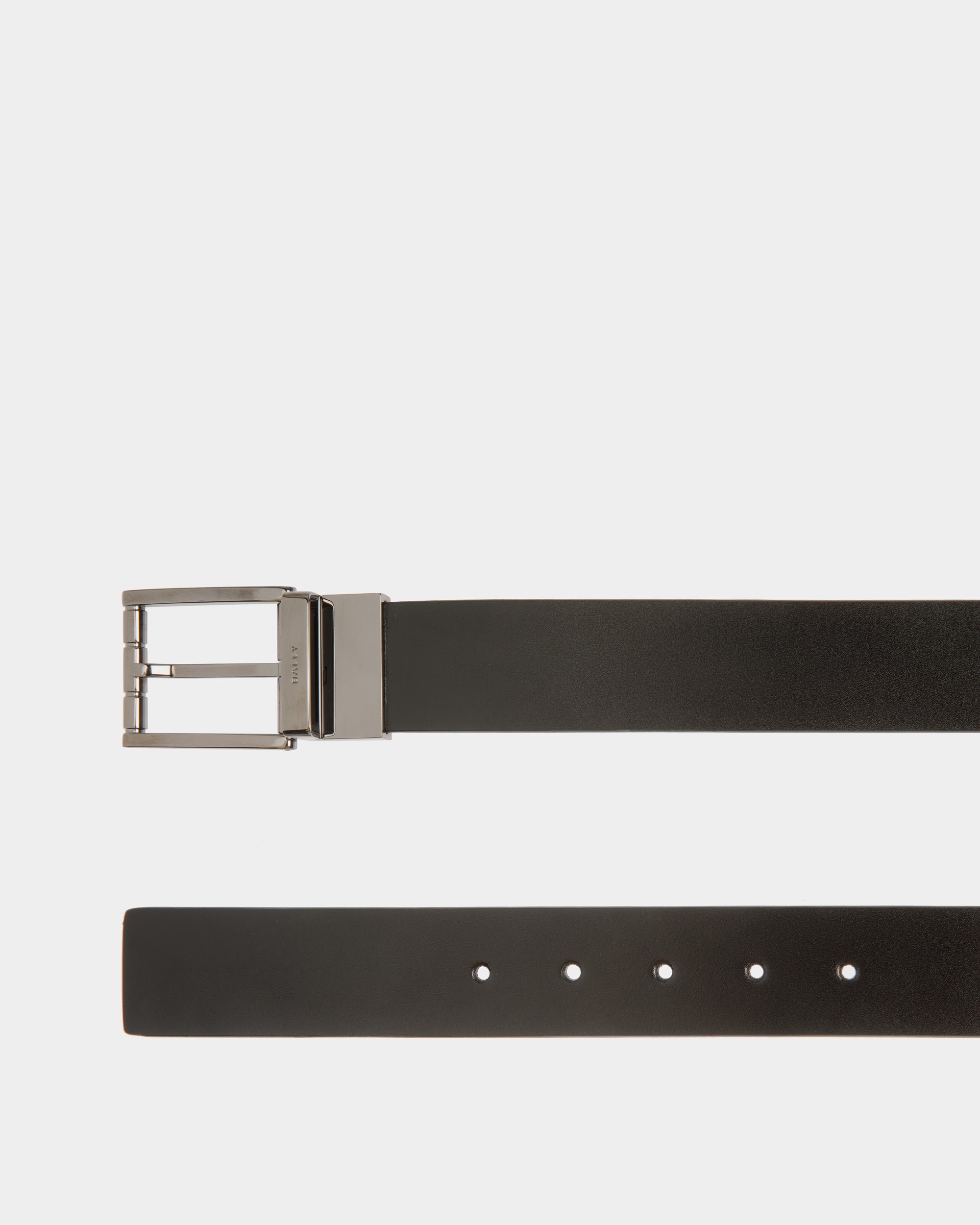 Ceinture Astory 35 mm Réversible Et Ajustable En Cuir Noir Et Ebano - Homme - Bally - 02