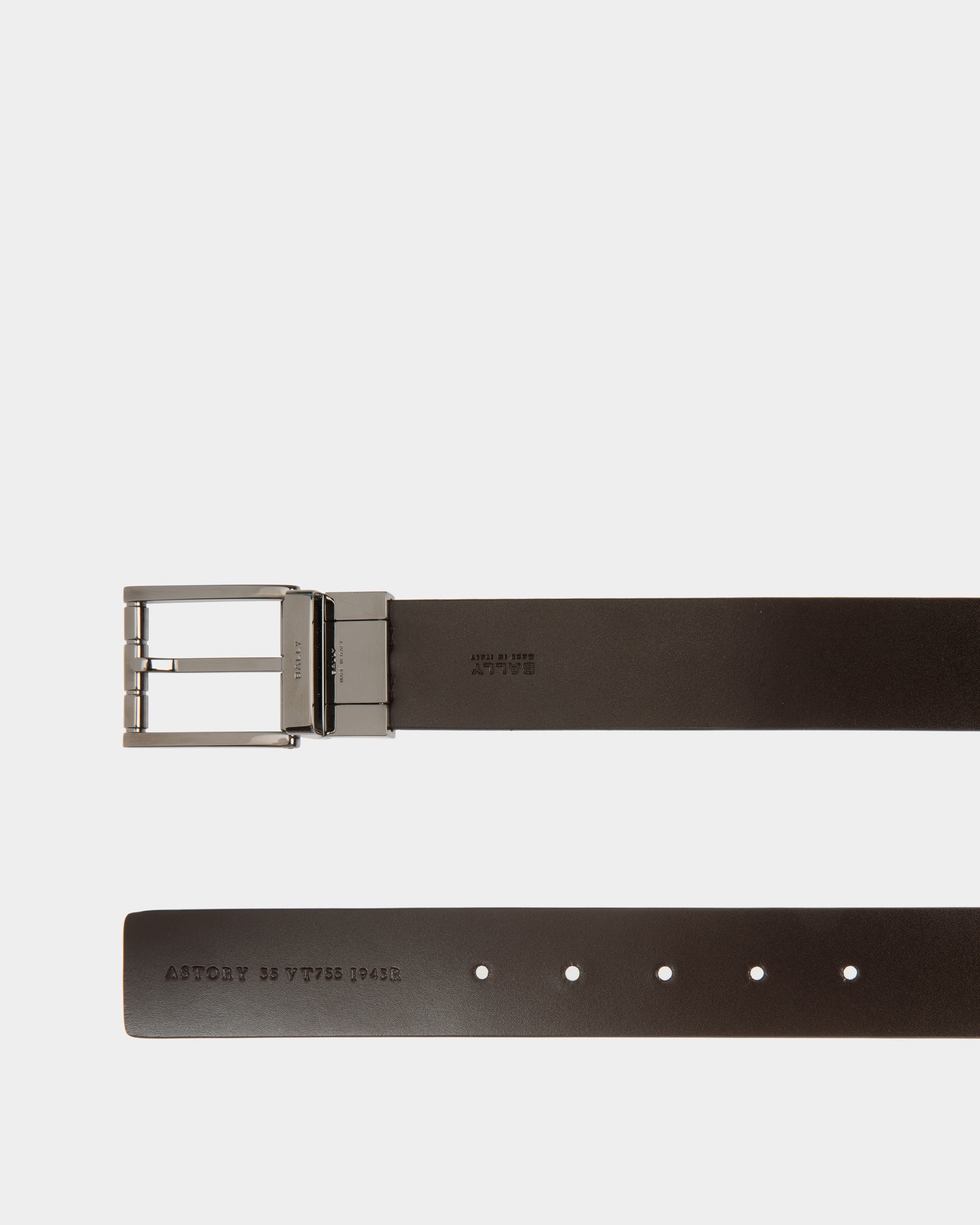 Ceinture Astory 35 mm Réversible Et Ajustable En Cuir Noir Et Ebano - Homme - Bally - 03