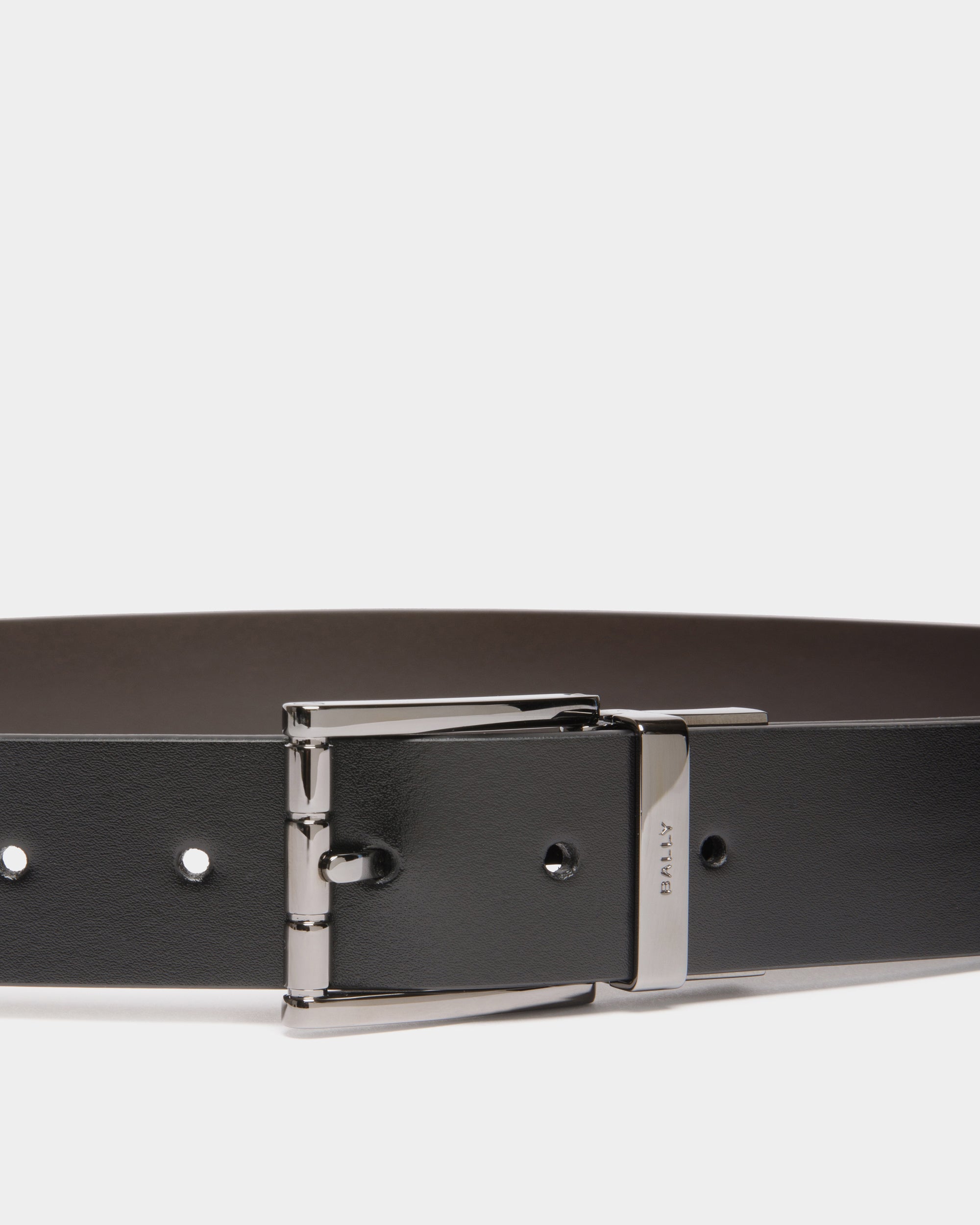 Ceinture Astory 35 mm Réversible Et Ajustable En Cuir Noir Et Ebano - Homme - Bally - 04