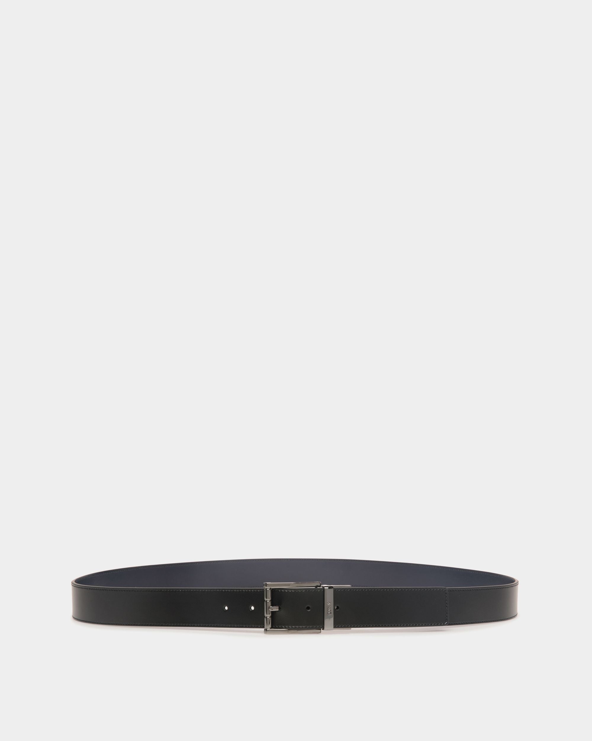 Ceinture Astory 35 mm Réversible Et Ajustable En Cuir Noir Et Navy Blue - Homme - Bally - 01