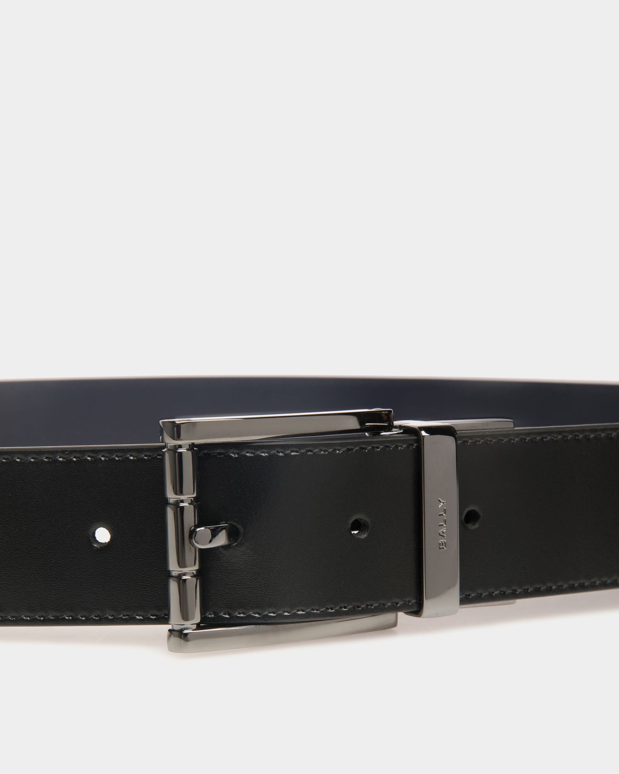 Ceinture Astory 35 mm Réversible Et Ajustable En Cuir Noir Et Navy Blue - Homme - Bally - 03