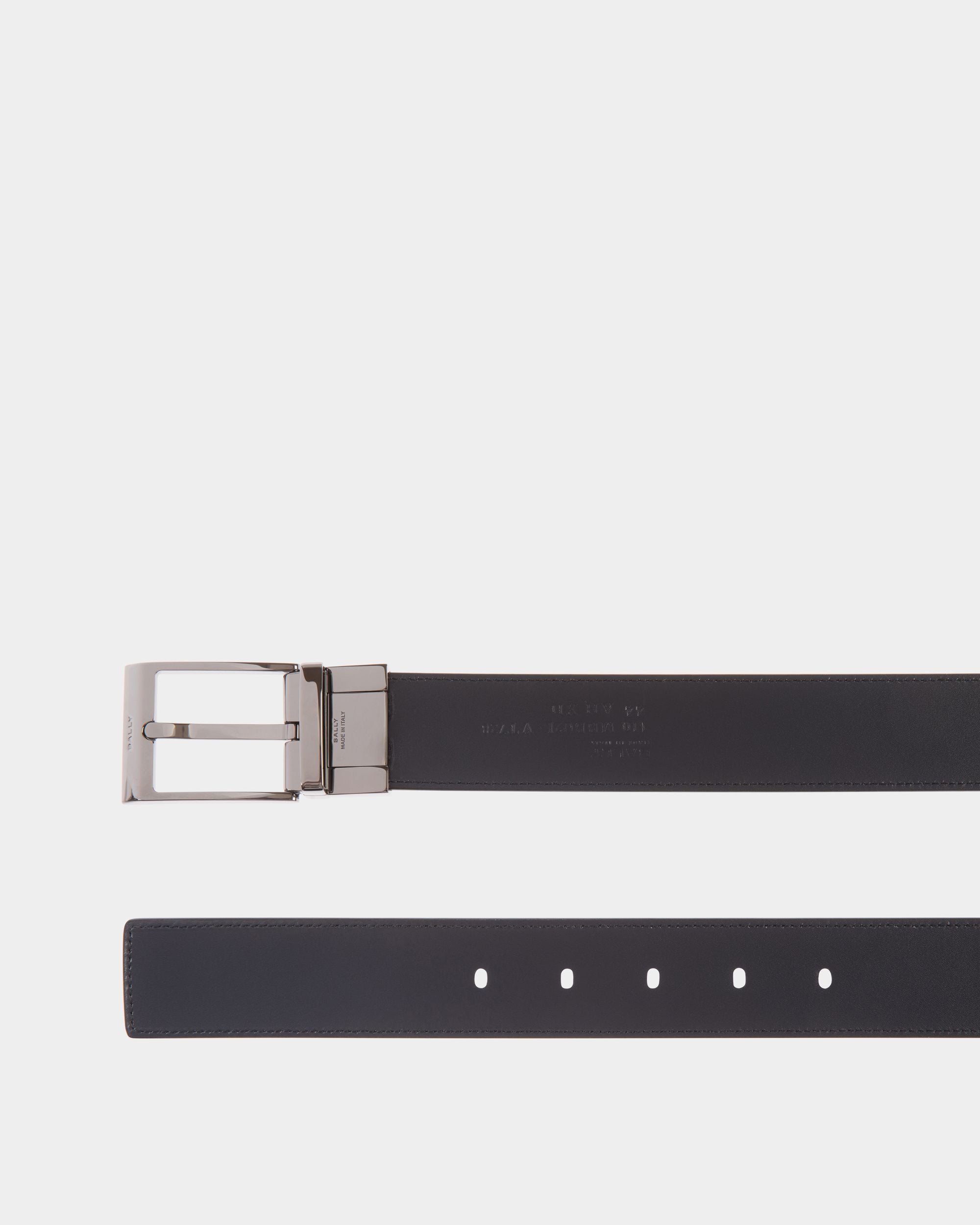 Ceinture Shiffie 35 Mm Réversible Et Ajustable En Cuir Noir Et Navy Blue - Homme - Bally - 02