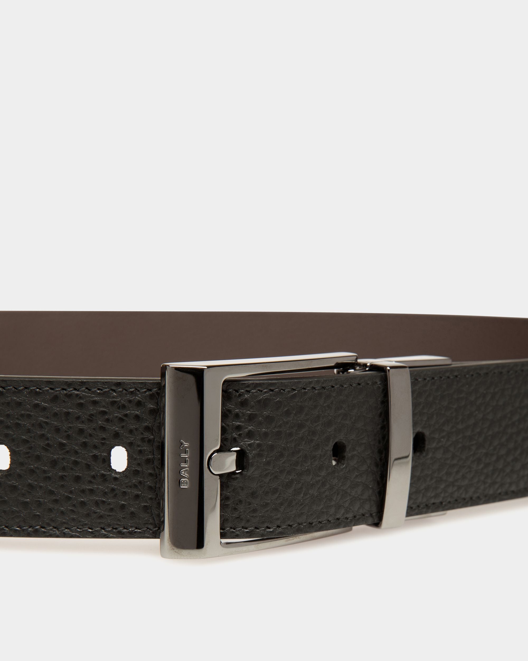Shiffie 35 mm Verstellbarer Wendegürtel Aus Leder In Schwarz Und Ebenholz - Herren - Bally - 04