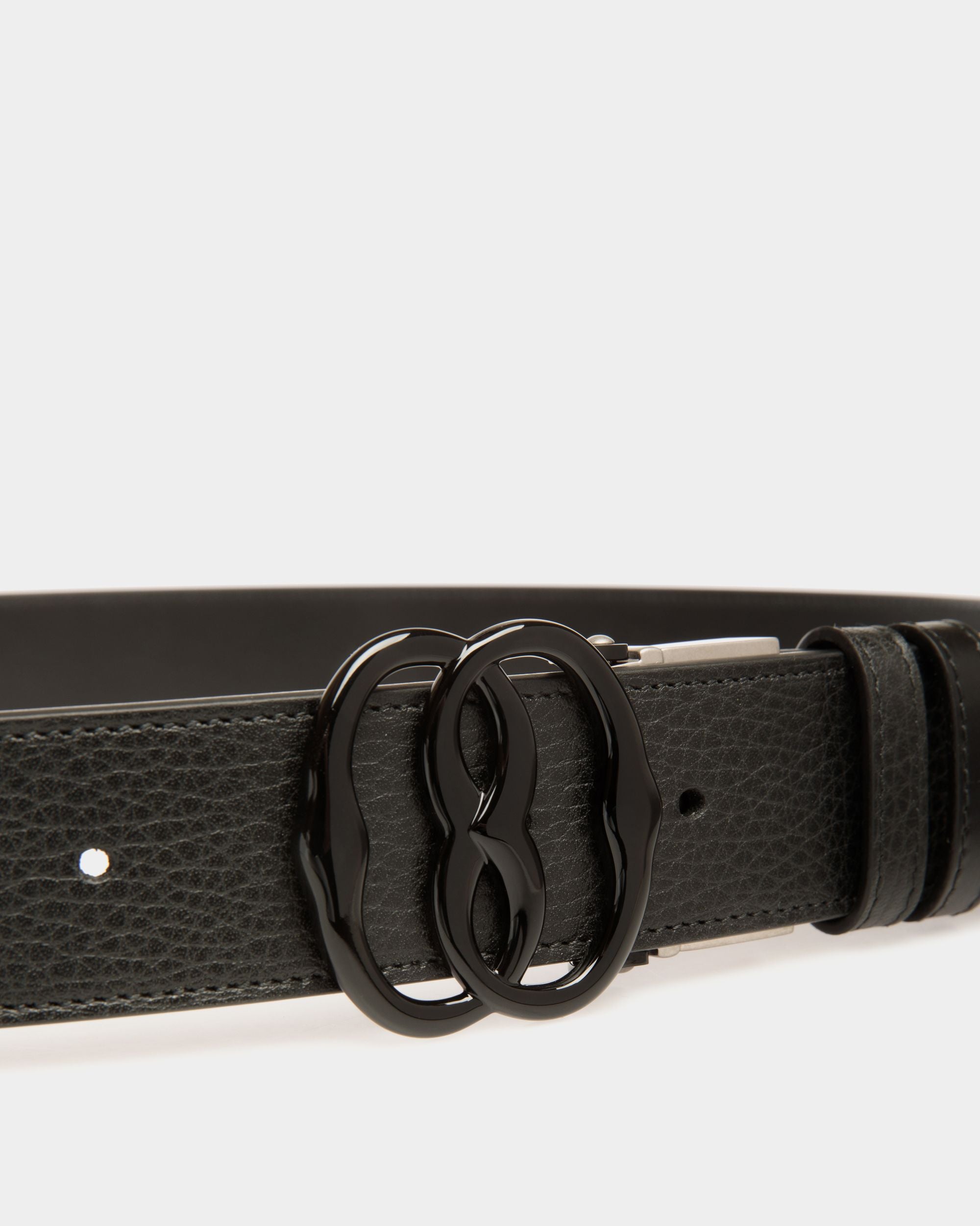 Ceinture Emblem 35 mm Réversible Et Ajustable En Cuir Noir - Homme - Bally - 03