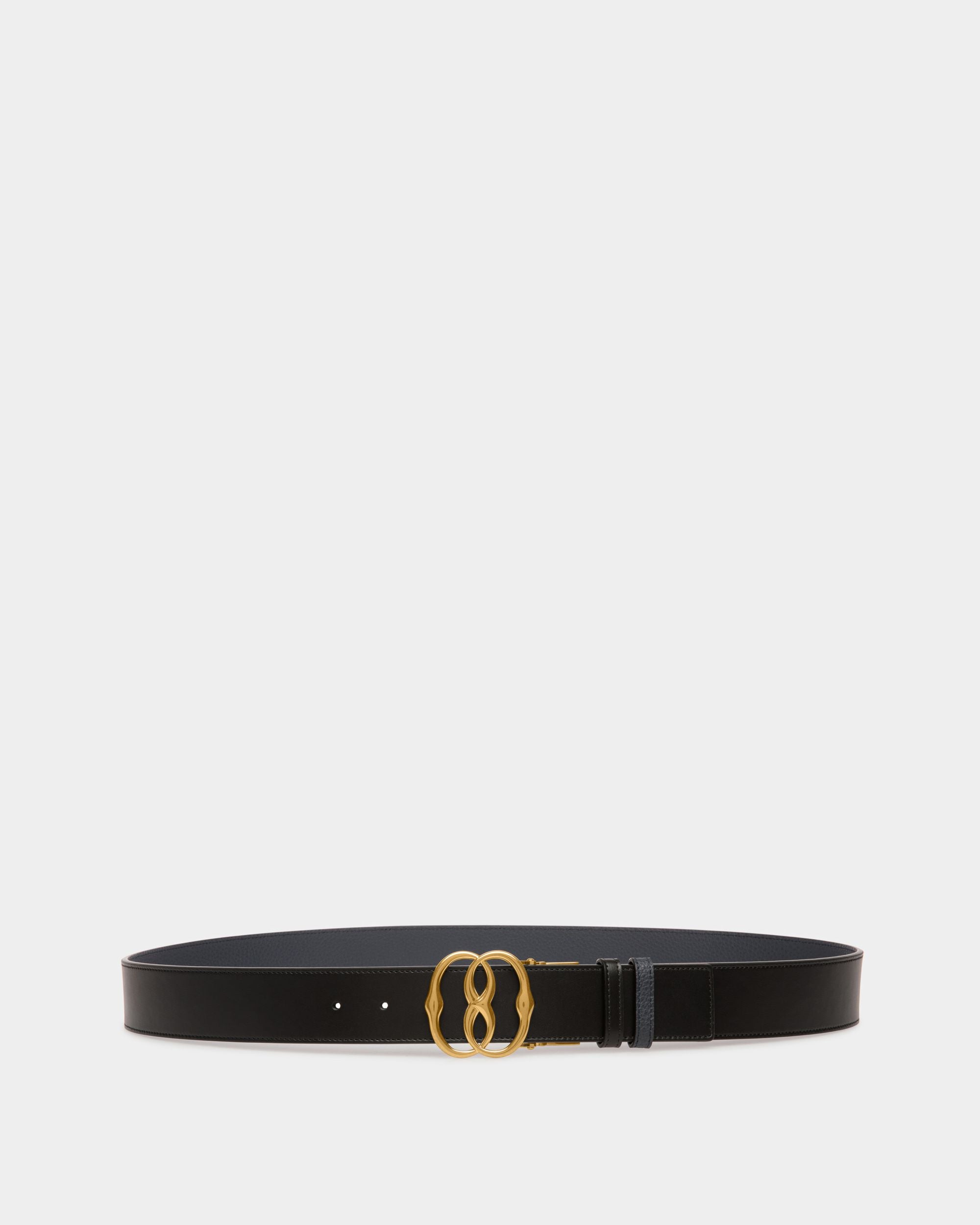 Ceinture Emblem 40 mm Ajustable Et Réversible En Cuir Noir - Homme - Bally - 01