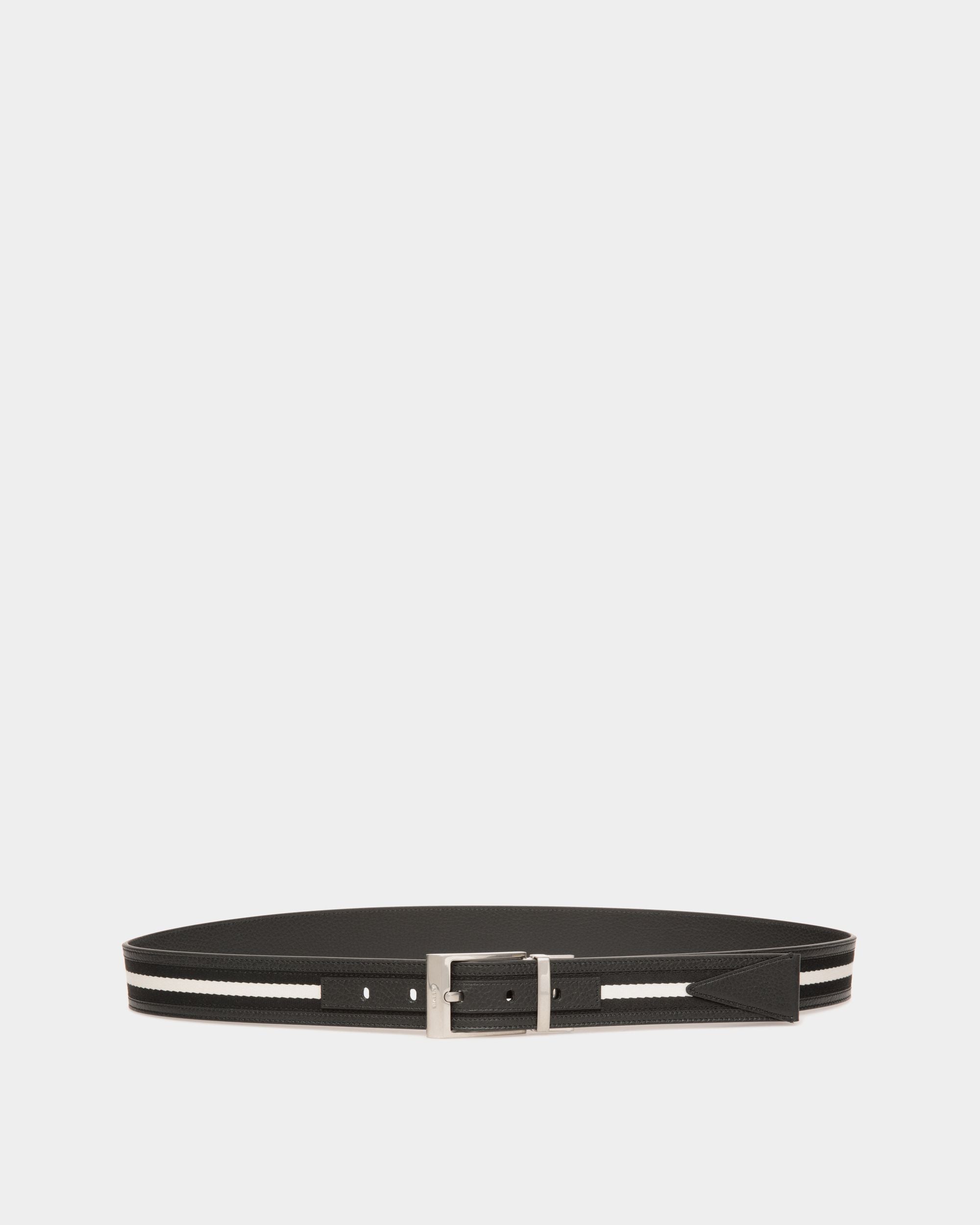 Shiffie 35mm Reversible Belt in Black and White Fabric And Leather - Homme - Bally - 01