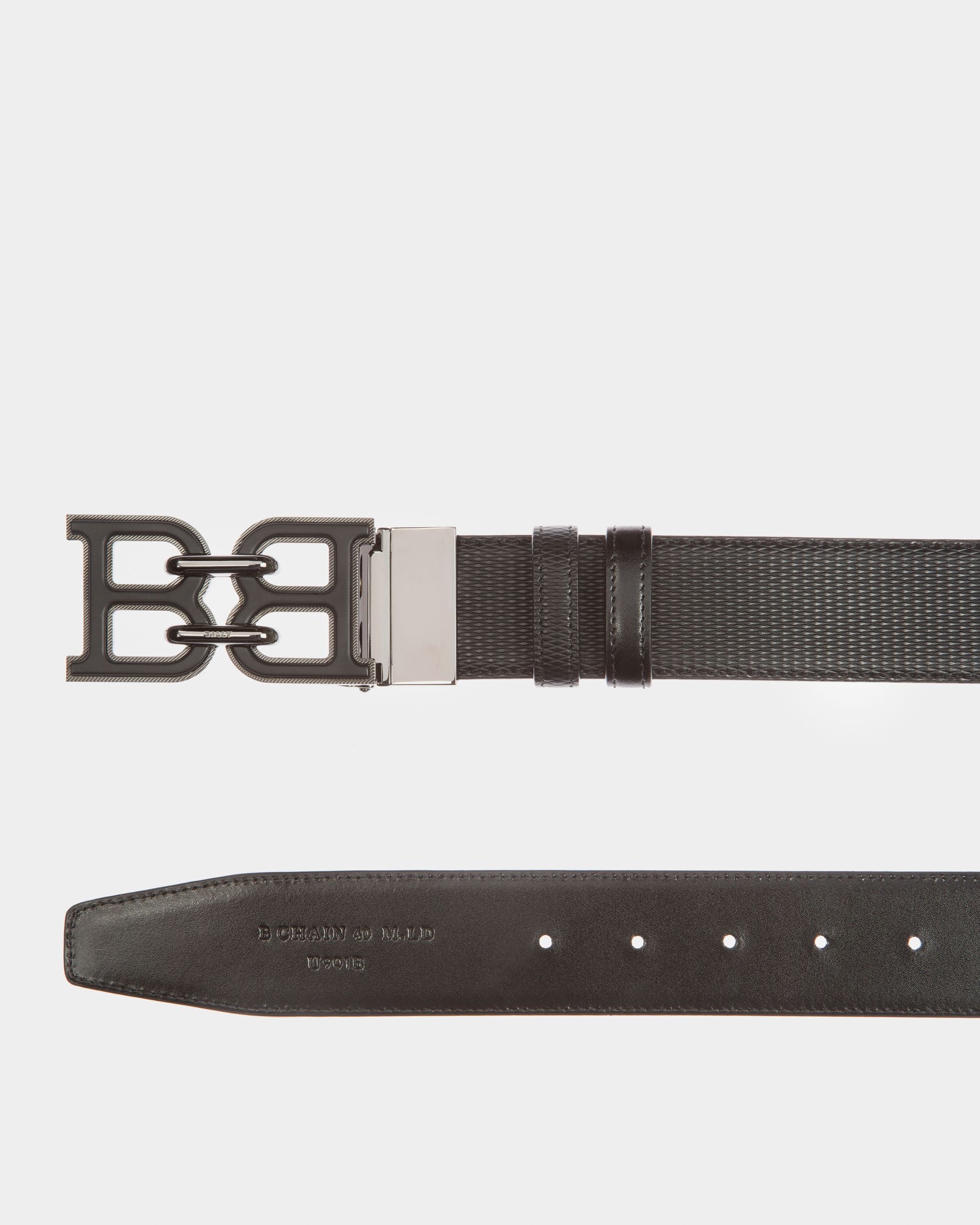 B-Chain Leather 40Mm Belt In Black - Men's - Bally - 02