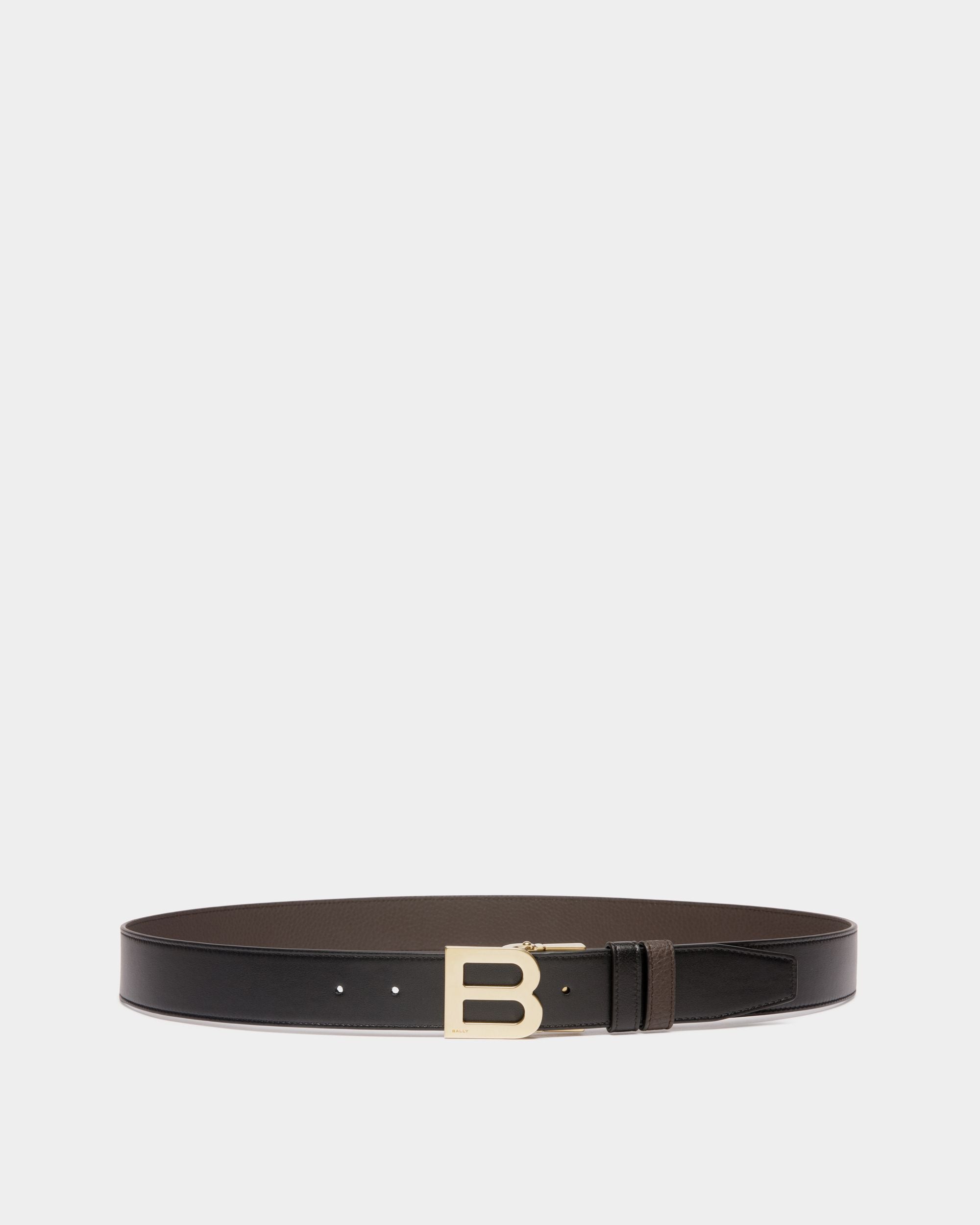B Logo 35mm Reversible And Adjustable Belt in Black And Brown Leather - Herren - Bally - 01