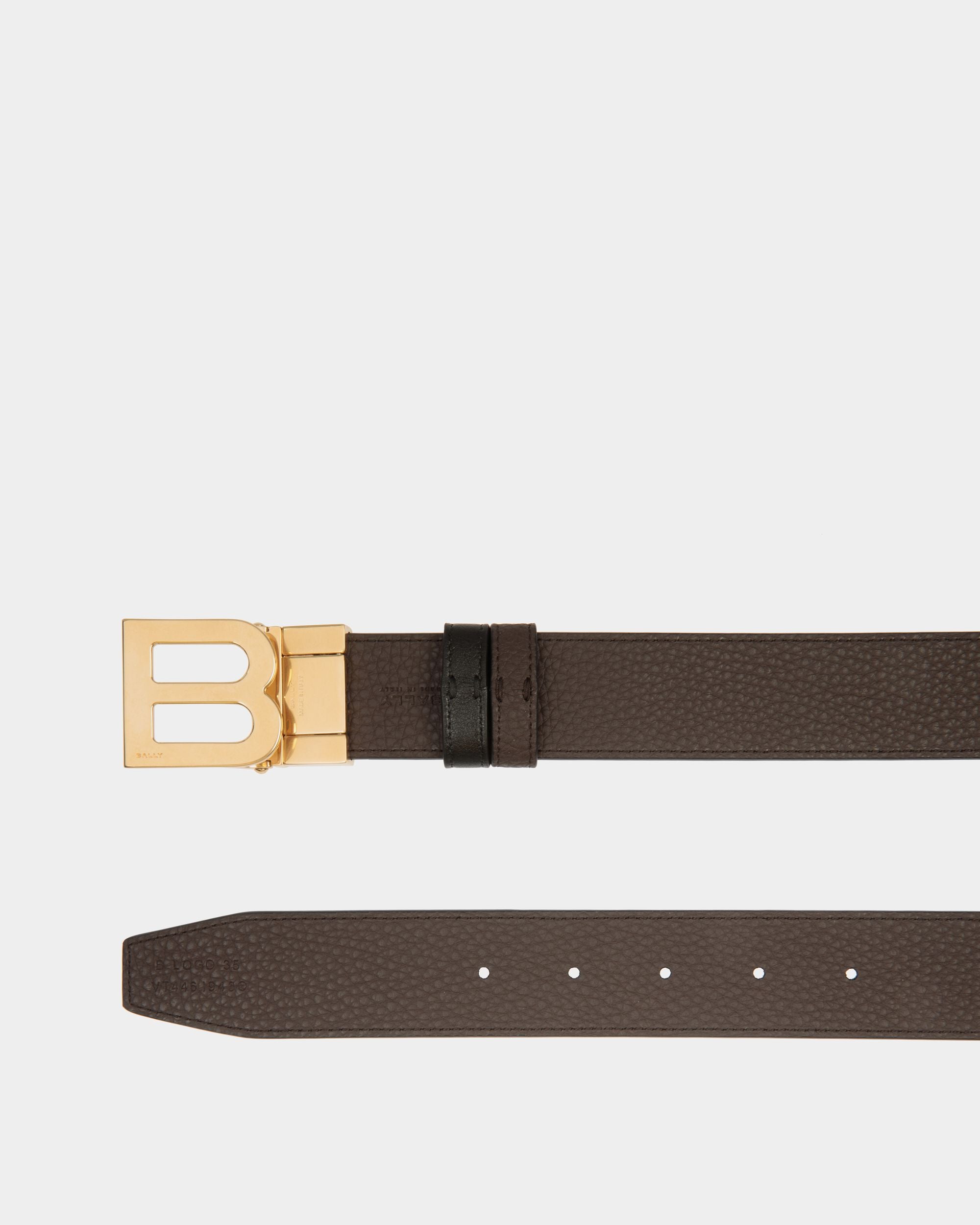 B Logo 35mm Reversible And Adjustable Belt in Black And Brown Leather - Herren - Bally - 02
