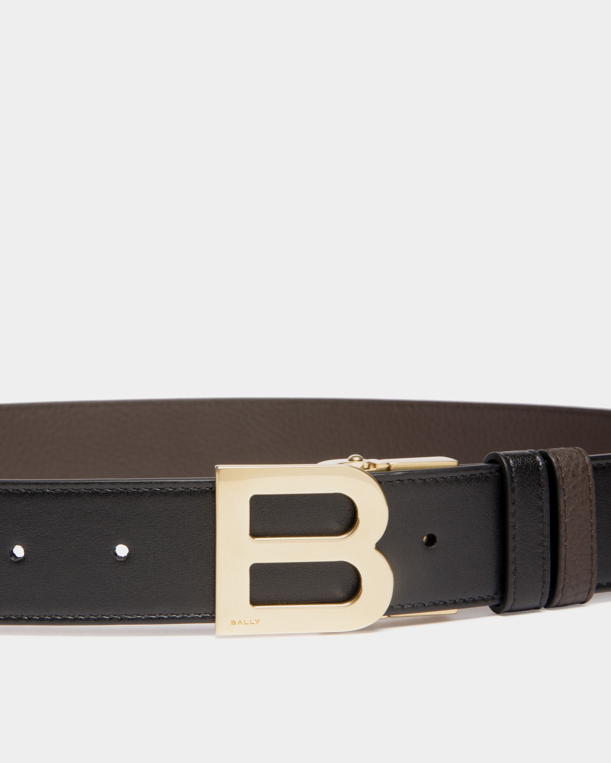 B Logo 35mm Reversible And Adjustable Belt in Black And Brown Leather - Herren - Bally - 03