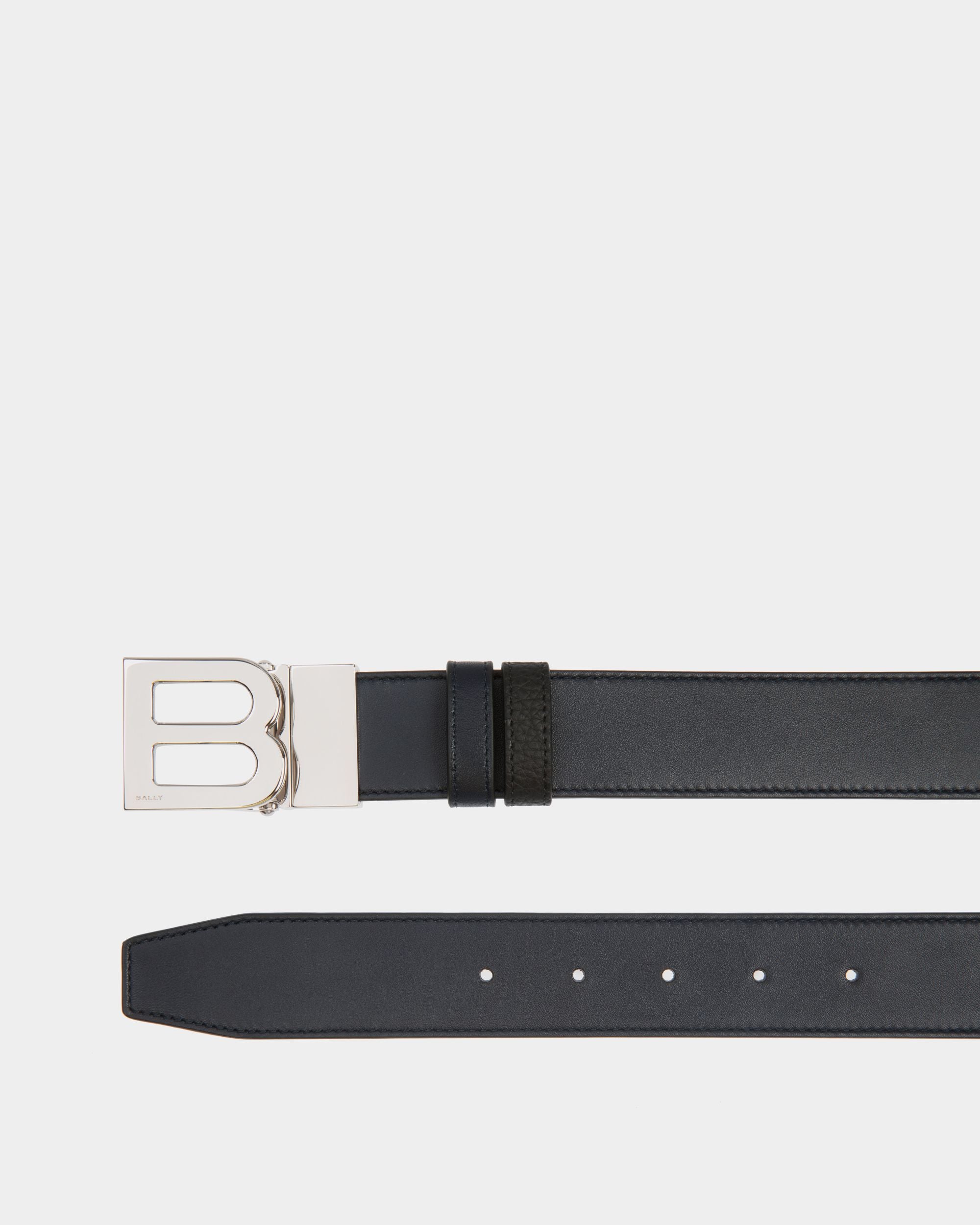 B Logo 35 mm Verstellbarer Wendegürtel Aus Leder In Navy Blue Und Schwarz - Herren - Bally - 02