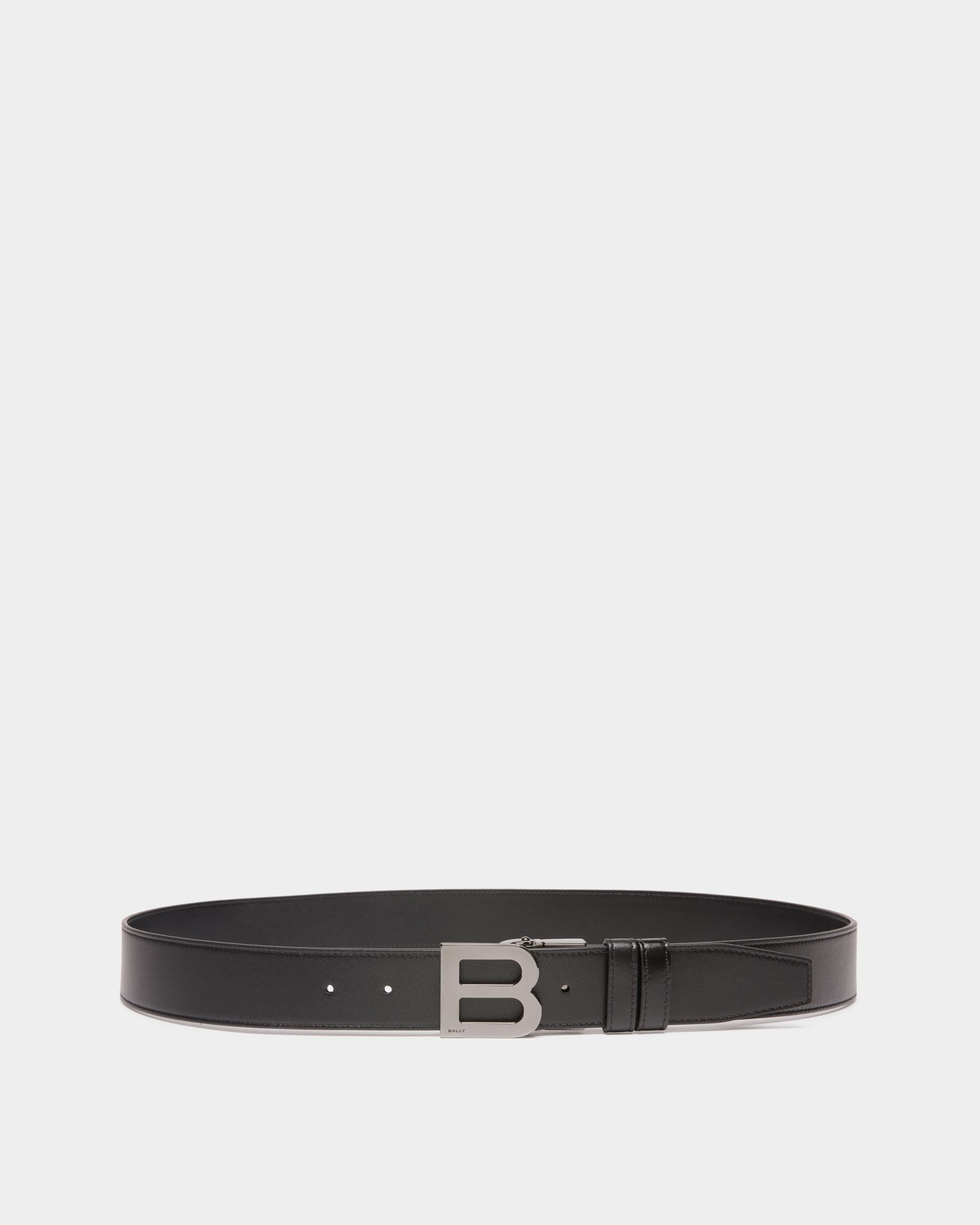 B Logo 35mm Reversible And Adjustable Belt in Black Leather - Homme - Bally - 01