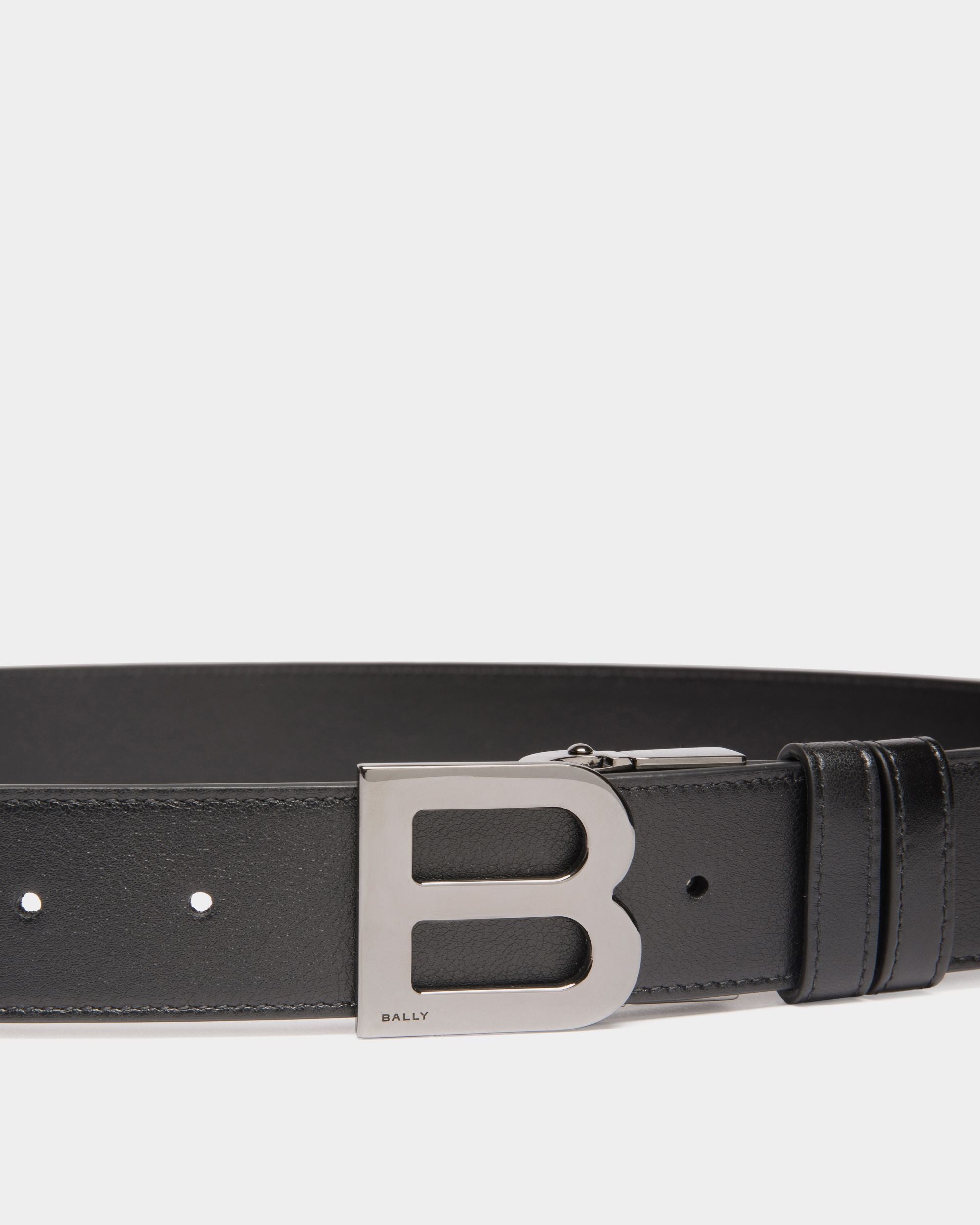 B Logo 35mm Reversible And Adjustable Belt in Black Leather - Homme - Bally - 03