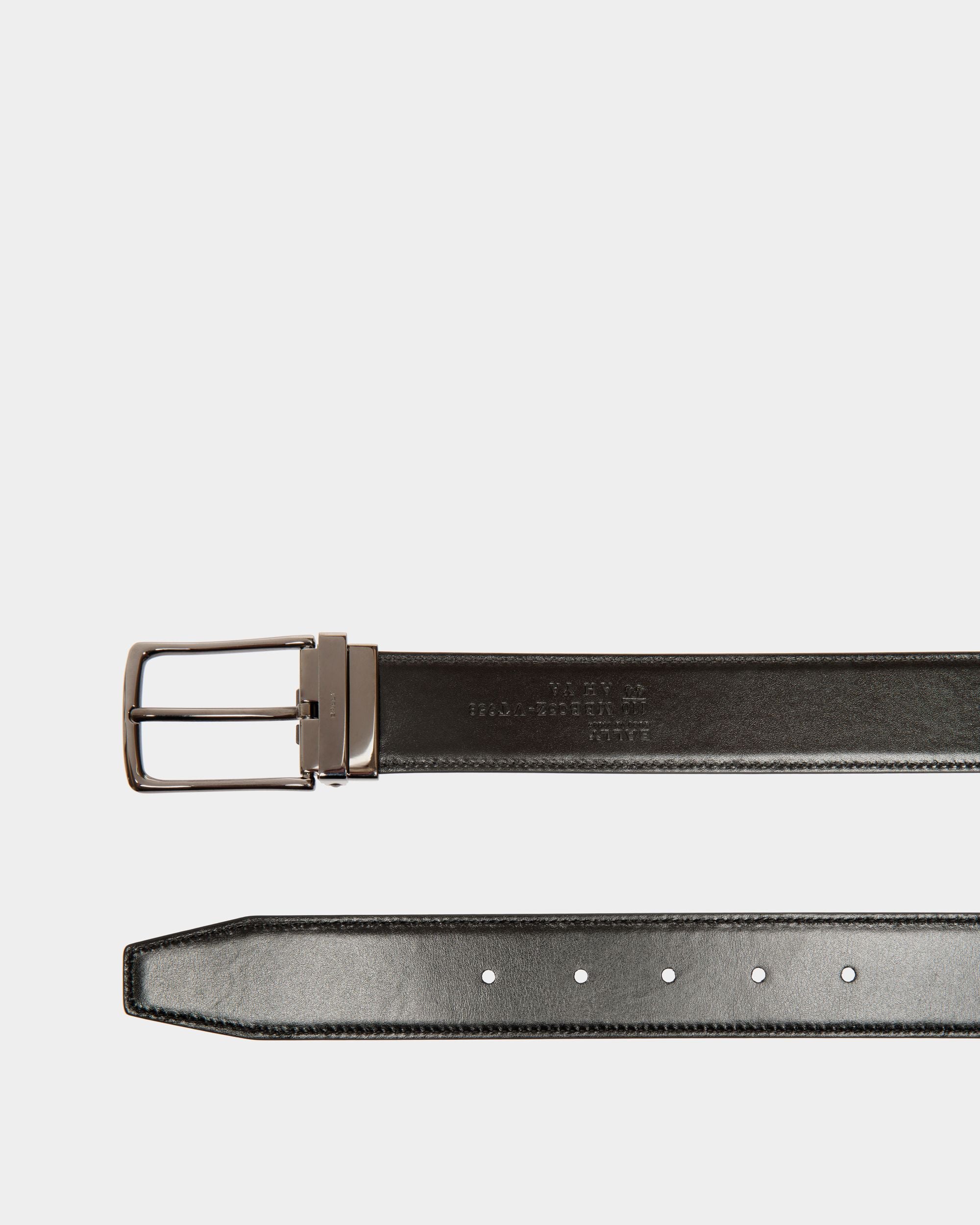 Ceinture Ketter 35 mm Ajustable Et Réversible En Cuir Noir - Homme - Bally - 02