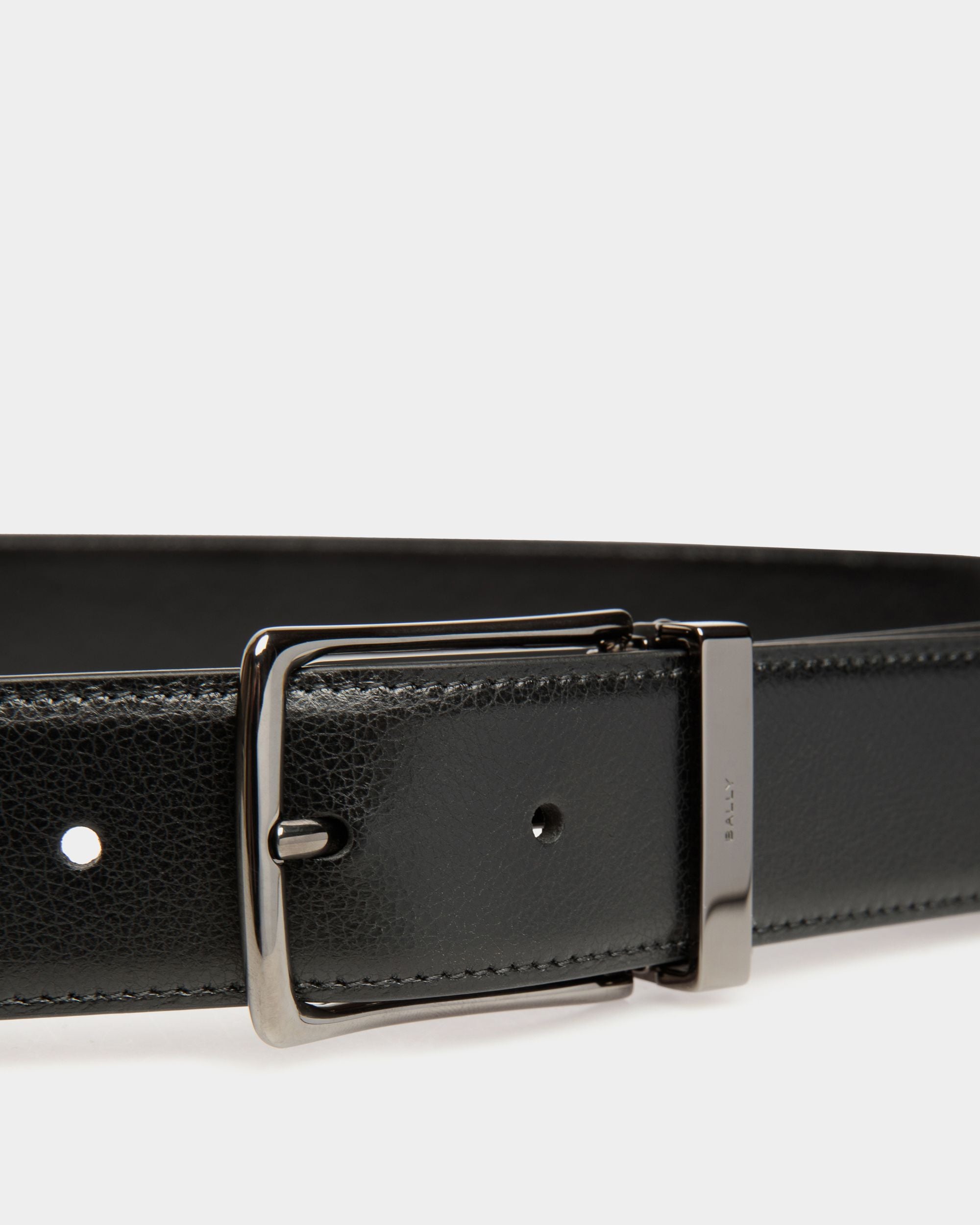Ceinture Ketter 35 mm Ajustable Et Réversible En Cuir Noir - Homme - Bally - 03