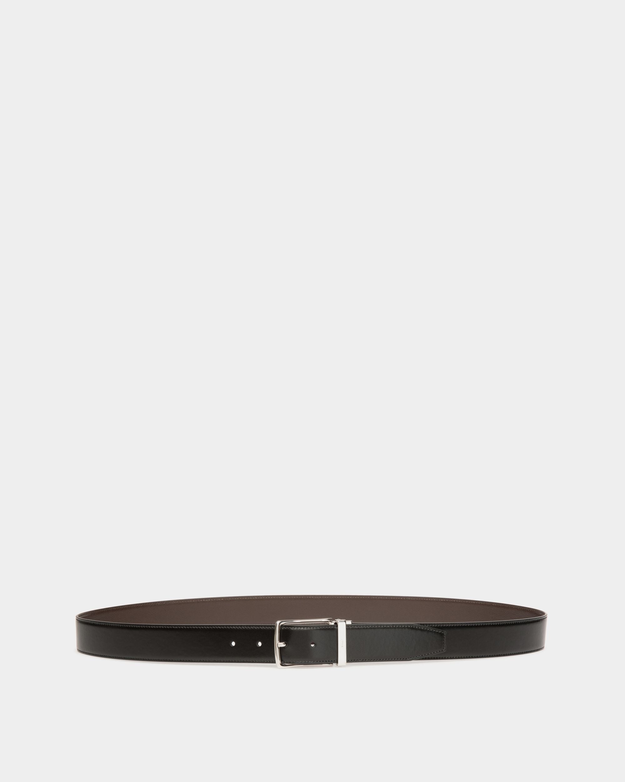 Ceinture Ketter 35 mm Ajustable Et Réversible En Cuir Ebano Et Noir - Homme - Bally - 01