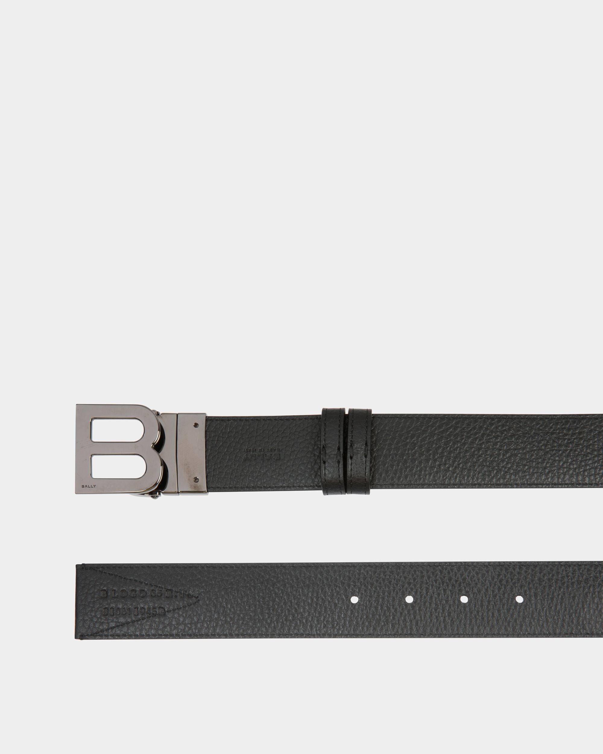 B Logo 35mm Reversible Belt in Black and White Fabric And Leather - Men's - Bally - 03