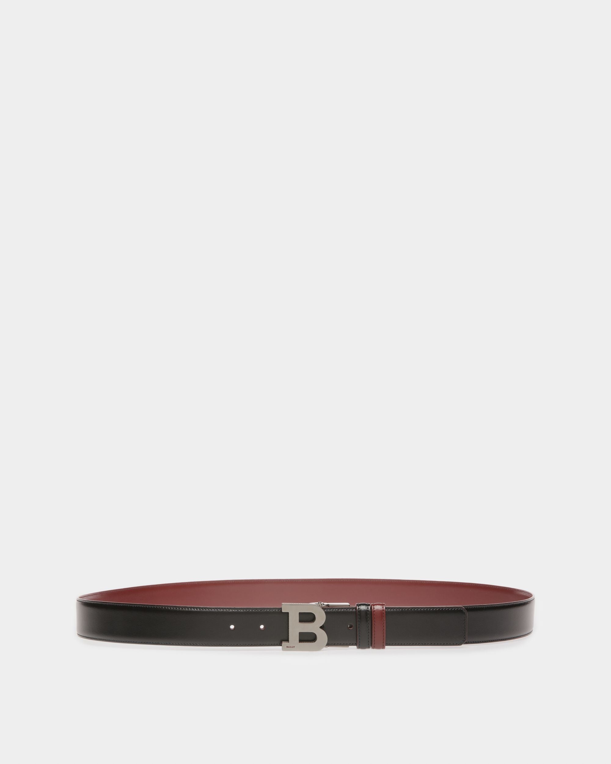 Boucle B Ceinture 35 Mm En Cuir Noir Et Rouge Héritage - Homme - Bally - 01