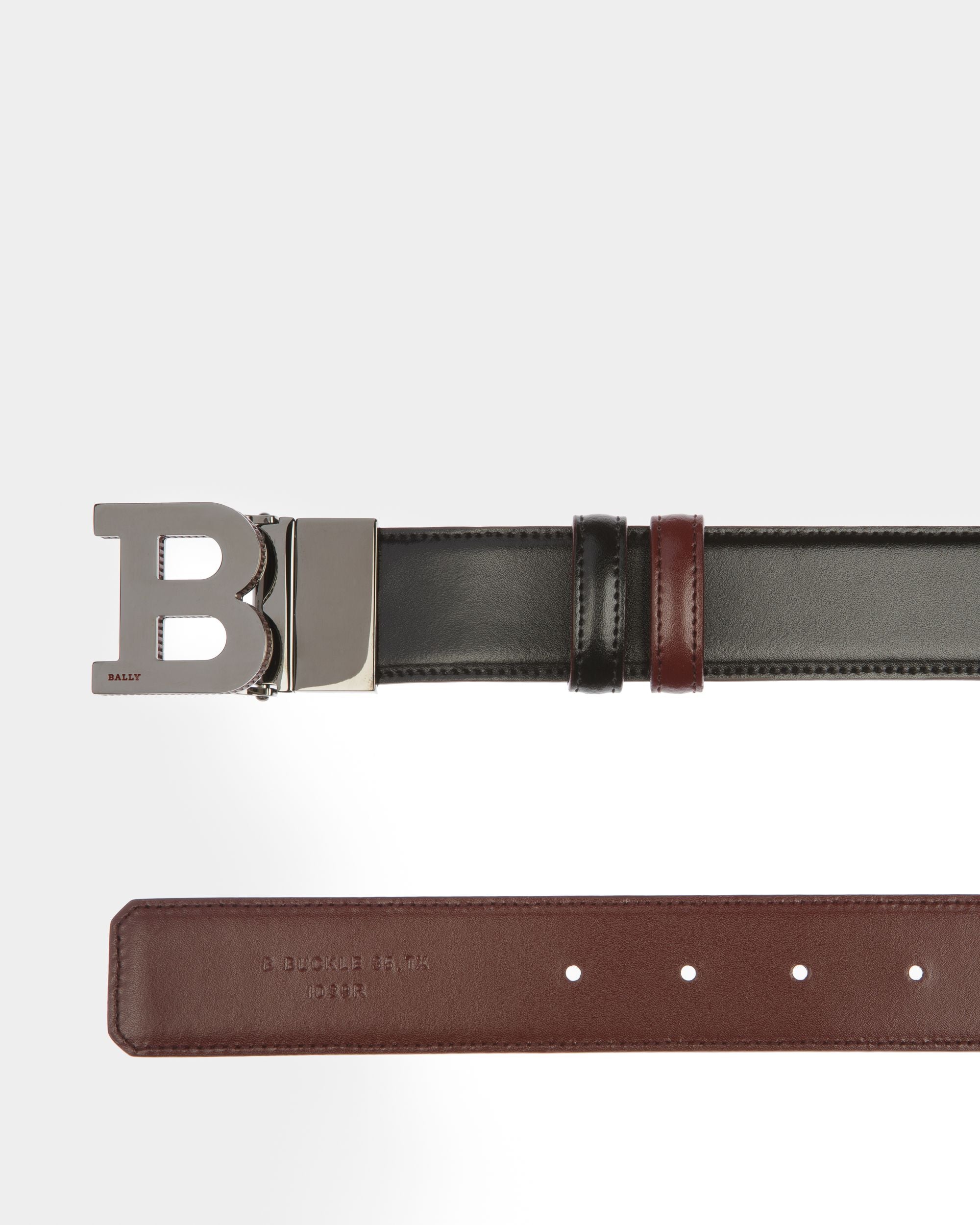 Boucle B Ceinture 35 Mm En Cuir Noir Et Rouge Héritage - Homme - Bally - 02