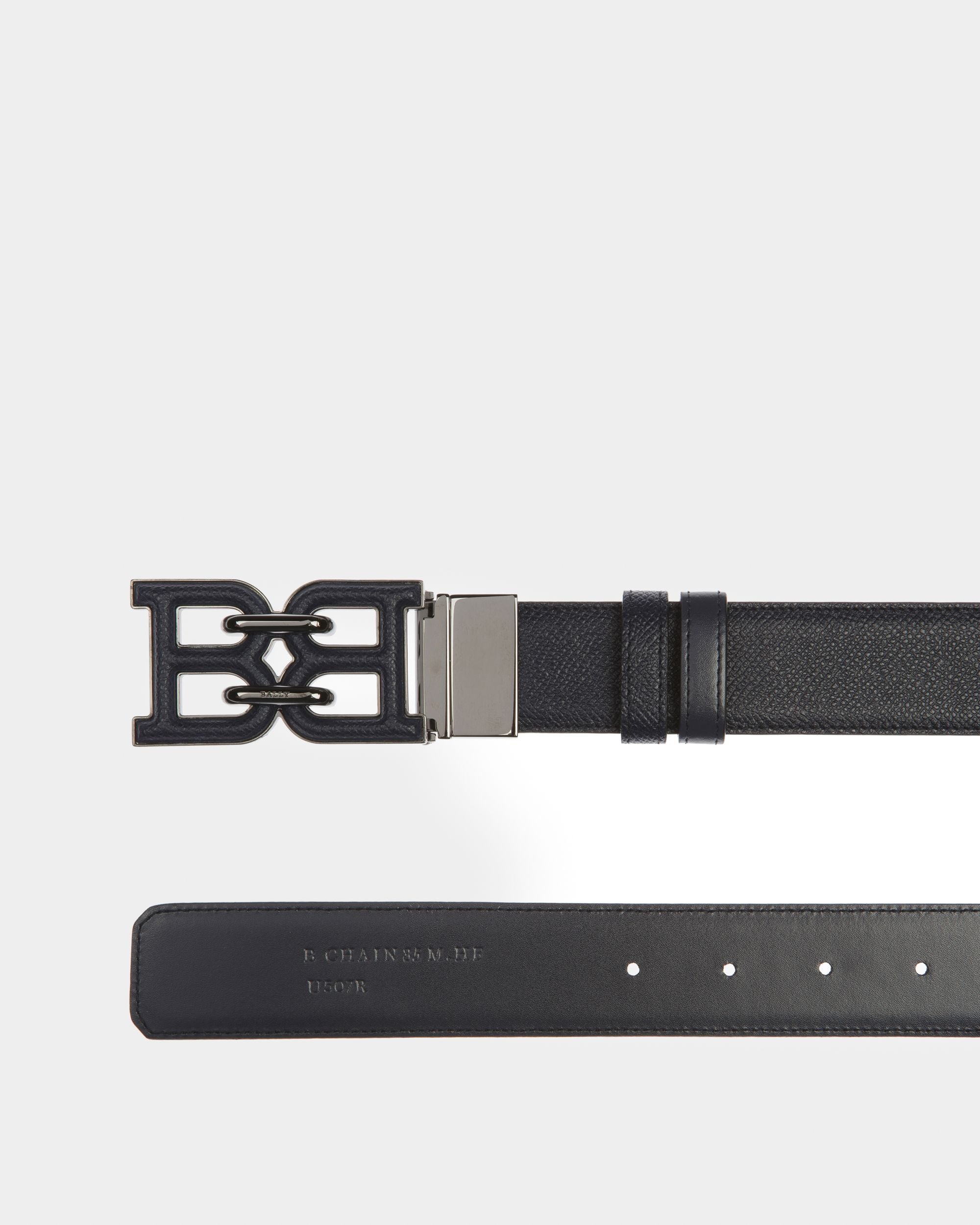 B-Chain Ceinture 35 Mm En Cuir Bleu Marine - Homme - Bally - 02