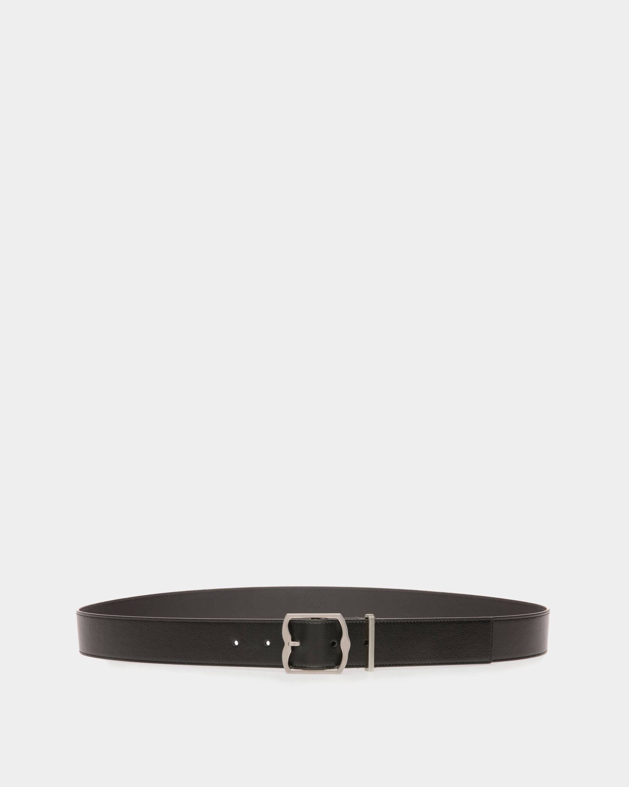 Ceinture Habillée Fixe Emblem 35 mm En Cuir Noir - Homme - Bally - 01