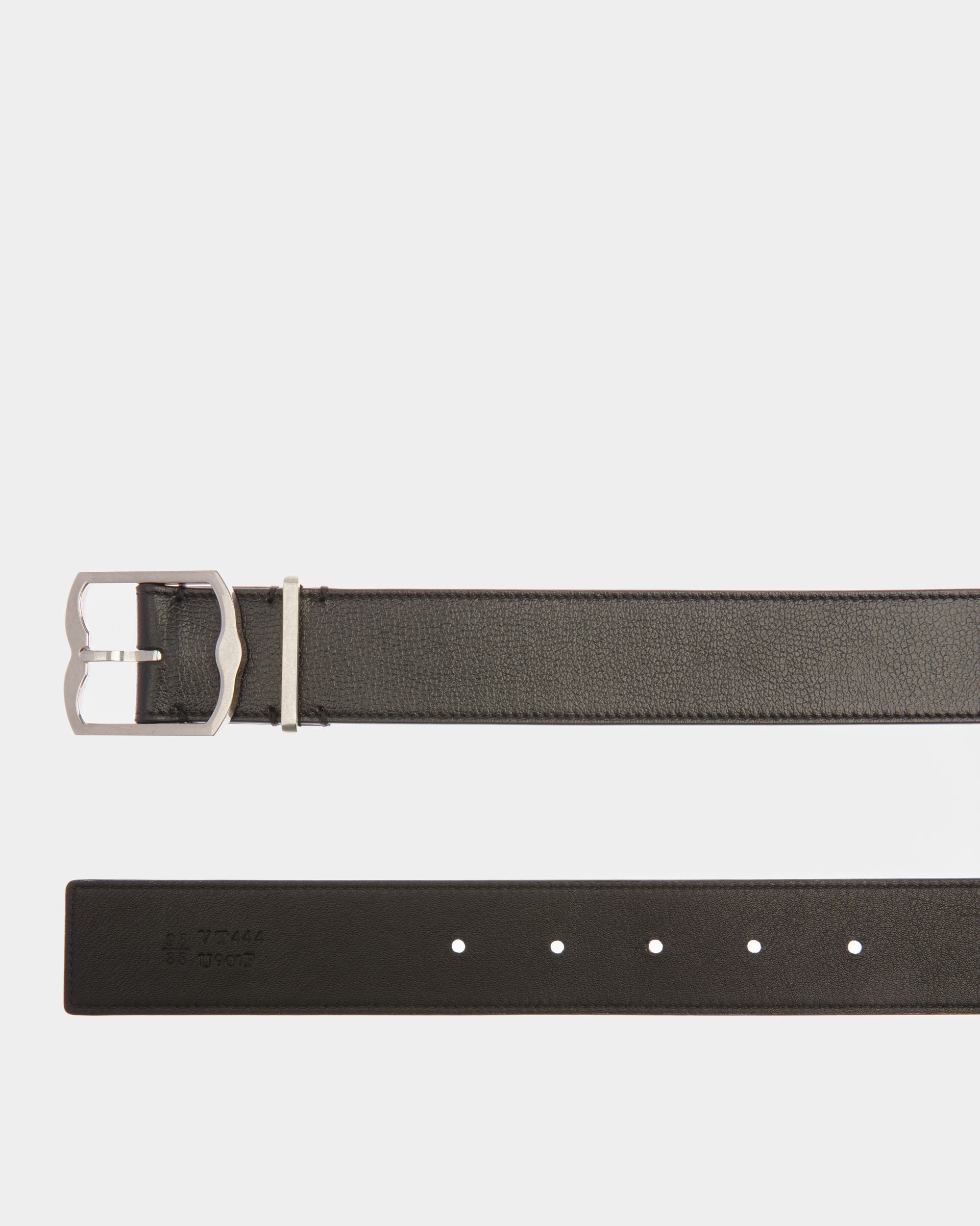 Ceinture Habillée Fixe Emblem 35 mm En Cuir Noir - Homme - Bally - 02