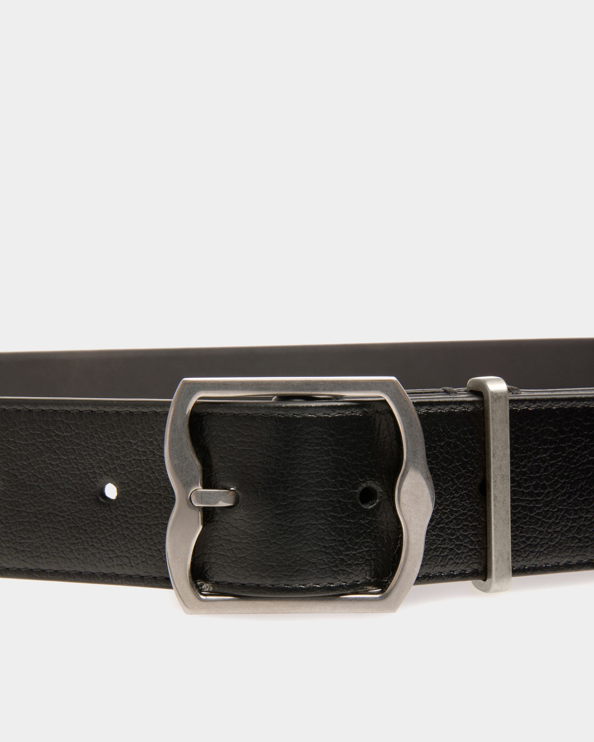 Ceinture Habillée Fixe Emblem 35 mm En Cuir Noir - Homme - Bally - 03