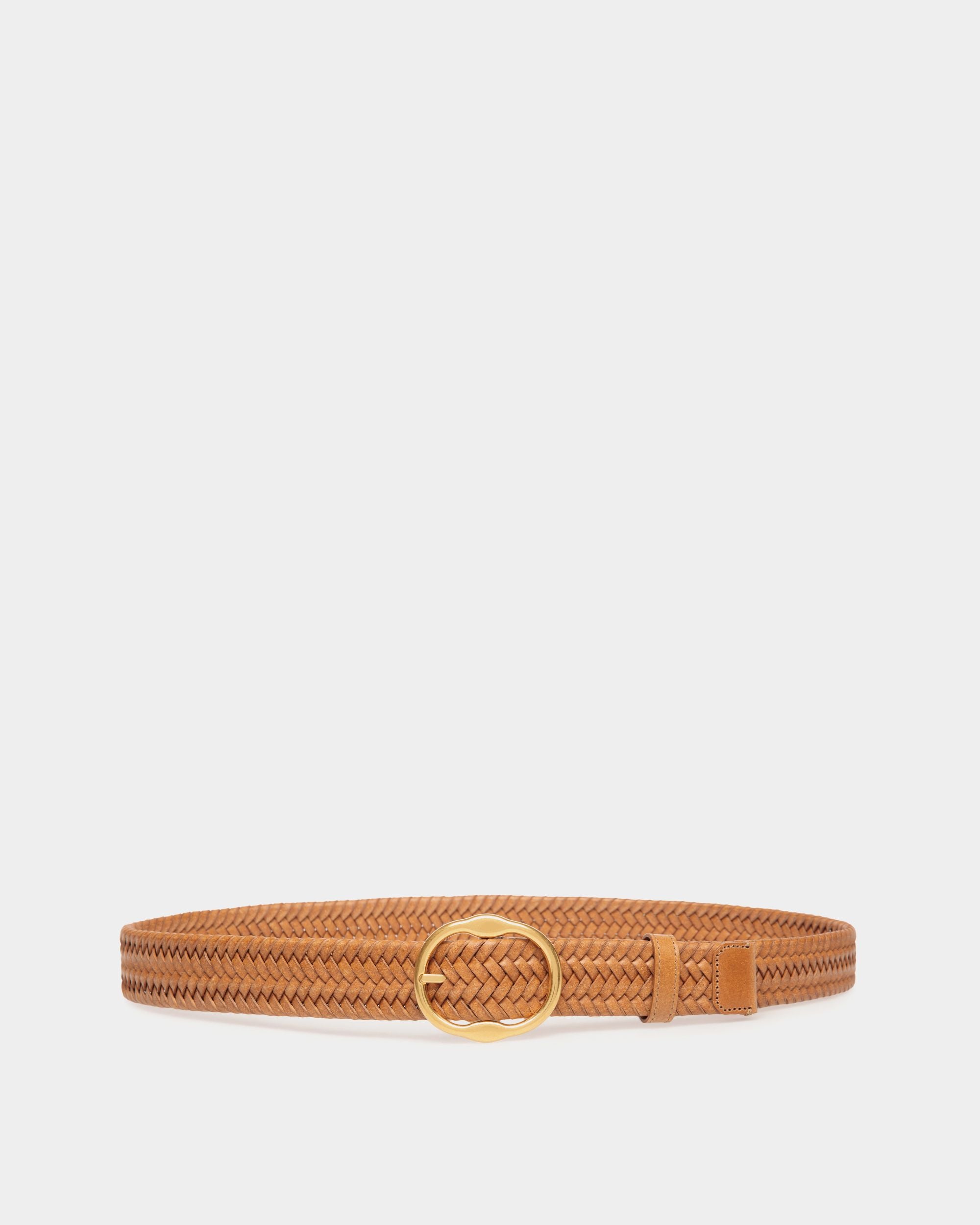 Ceinture Tressée Emblem 35 mm En Cuir Desert - Herren - Bally - 01