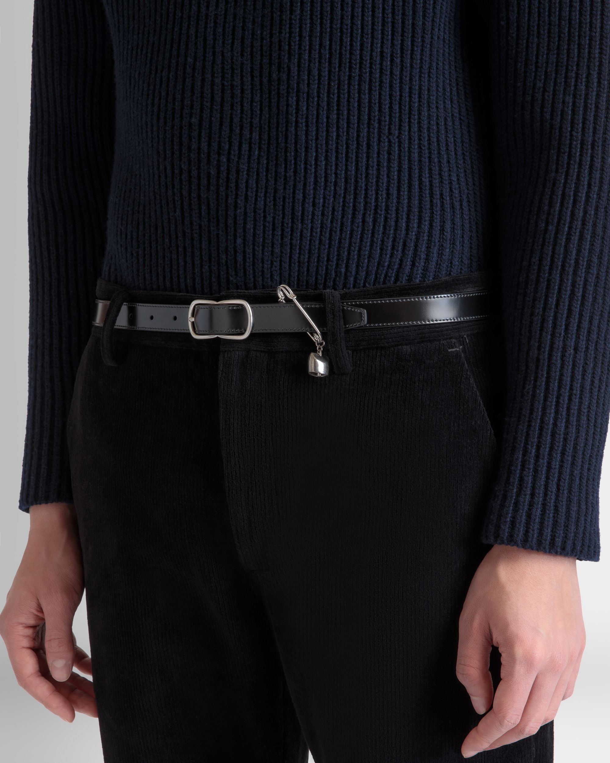 Ceinture Loto Pin 20 mm En Cuir Noir - Homme - Bally - 04