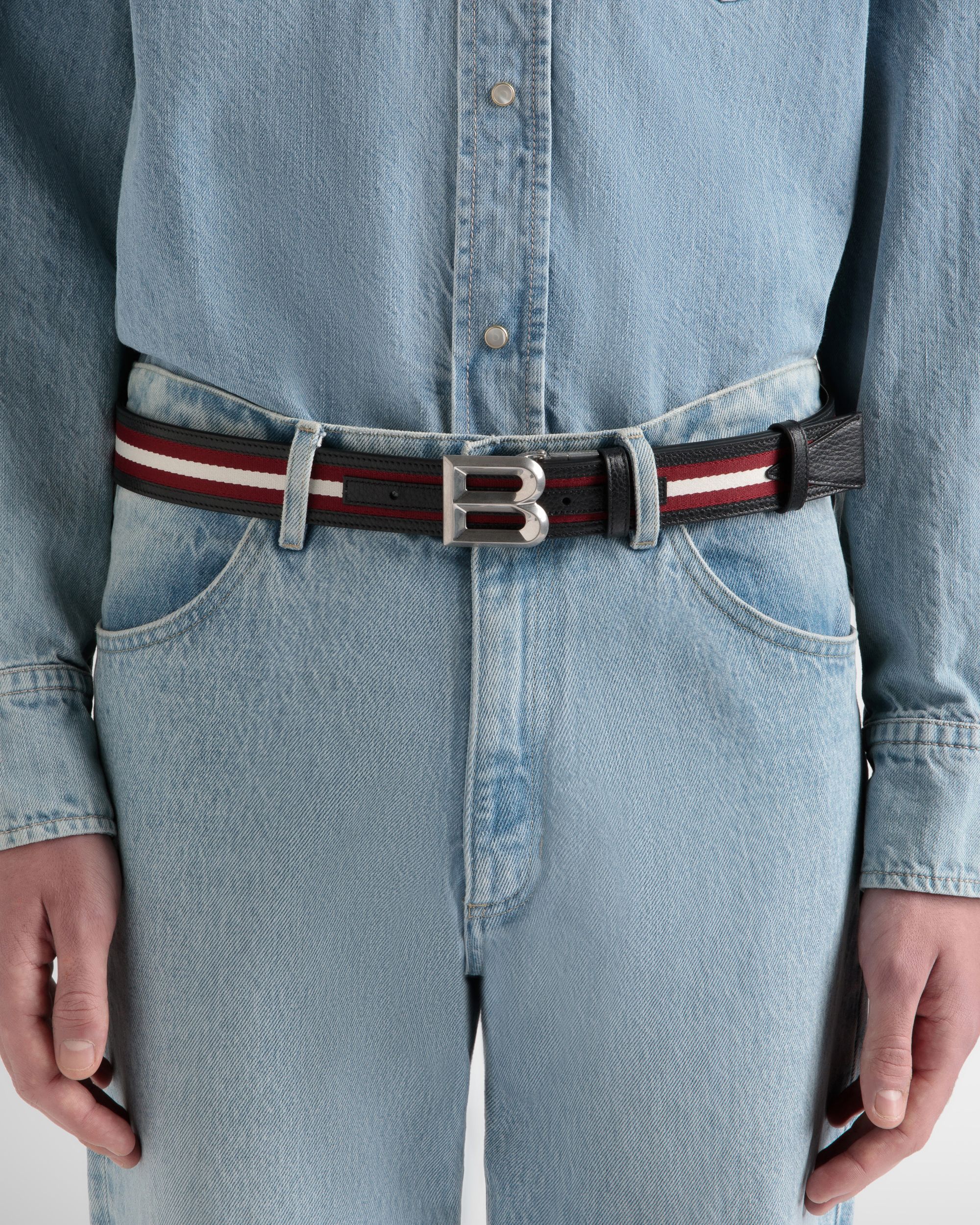 B Bold 35 mm Wendegürtel Aus Stoff Und Leder In Rot Und Weiß - Herren - Bally - 03