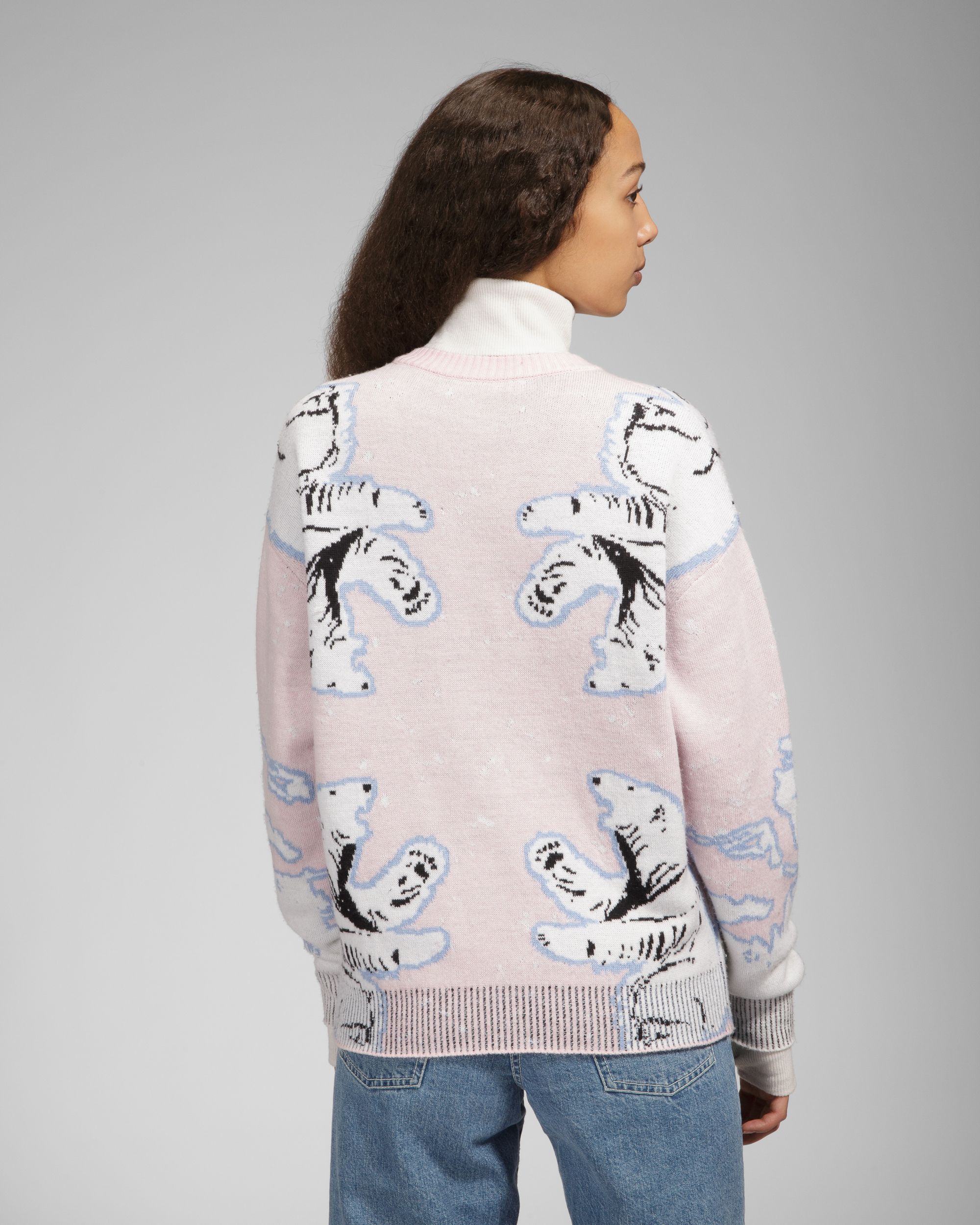 Pullover Bear Rundhalspullover Aus Merinowolle In Rosa & Elfenbein - Herren - Bally - 07
