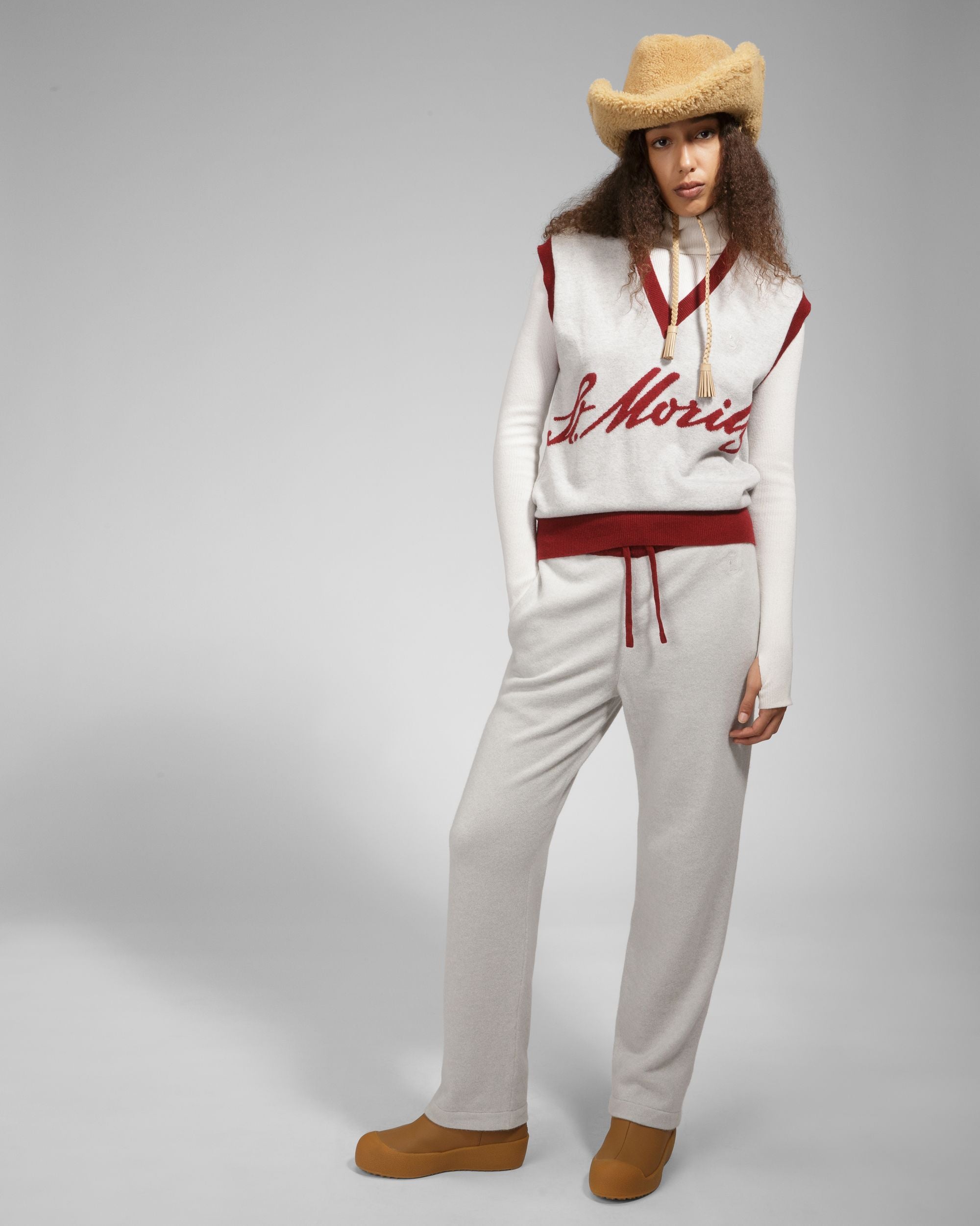 Pantalón De La Colección Curling De Cachemira Light Grey Y Rojo - Hombre - Bally - 02