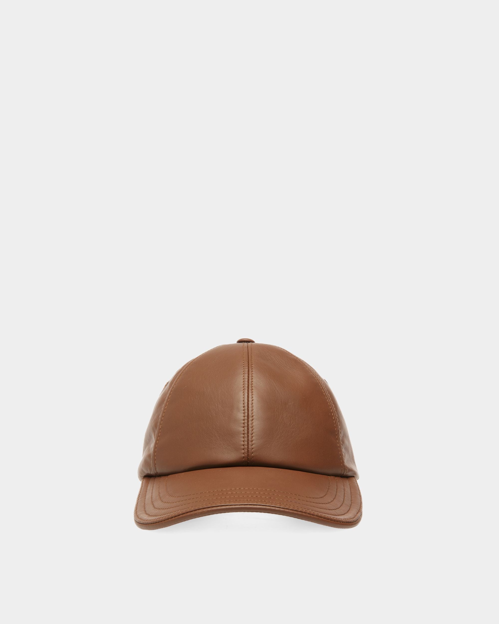 Casquette de baseball En cuir marron - Homme - Bally - 01