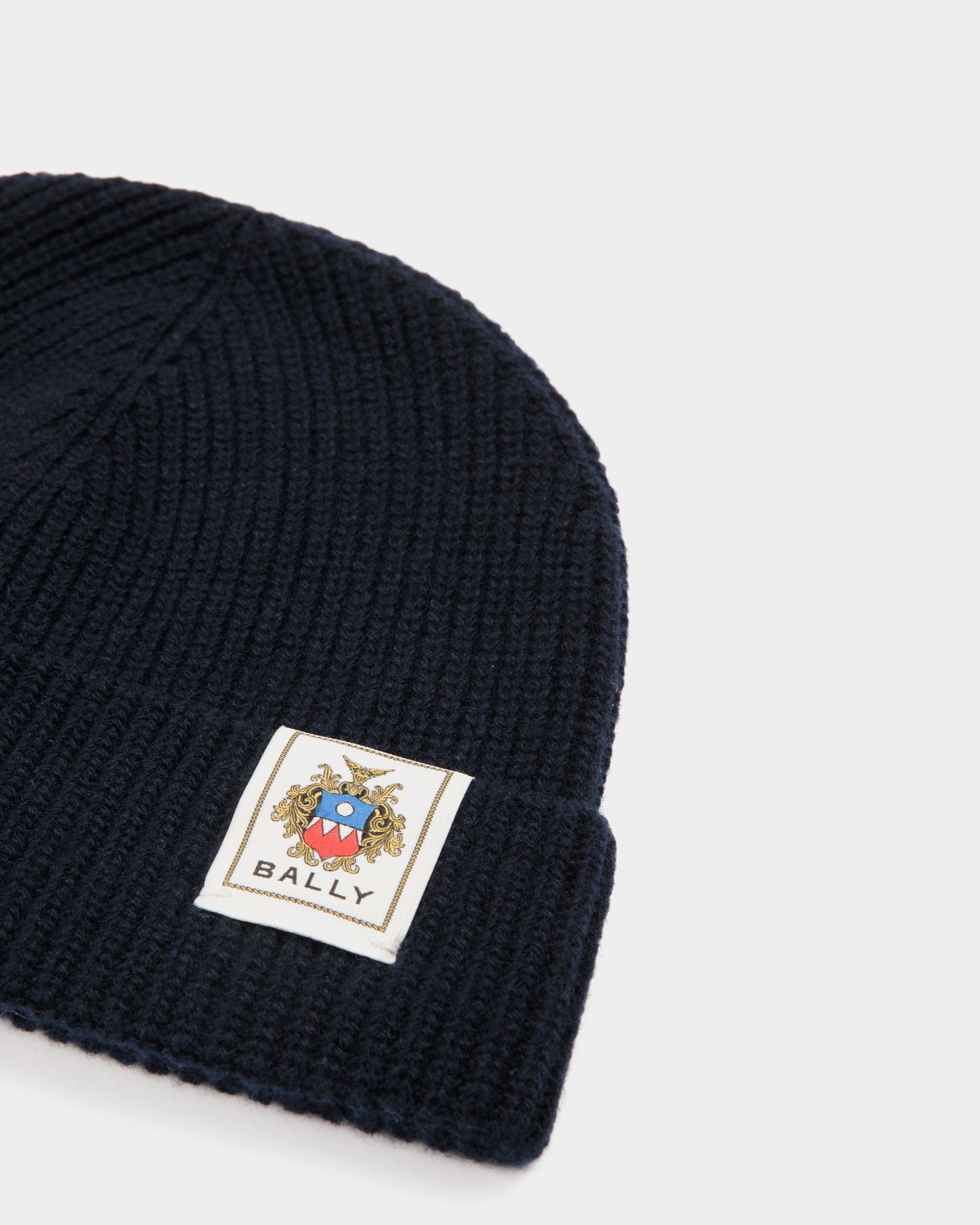 Bonnet Avec Logo Bally Crest En Laine Navy Blue - Homme - Bally - 03