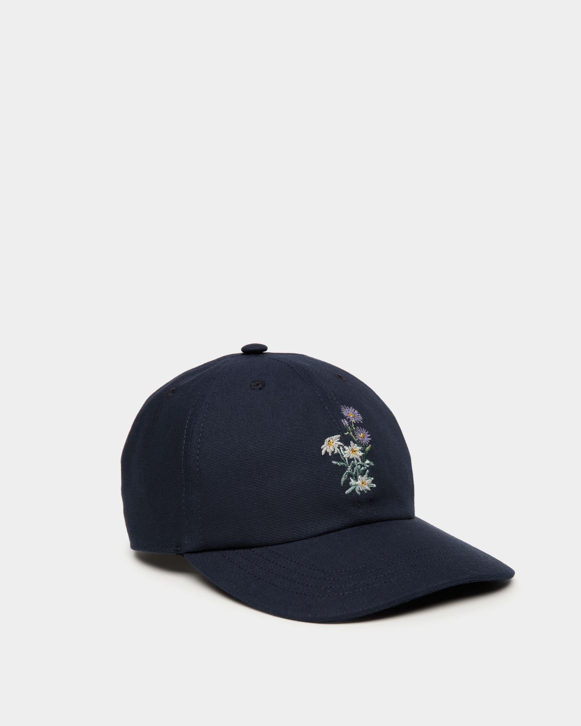 Casquette De Baseball Avec Mountain Flowers En Coton Navy Blue - Homme - Bally - 01