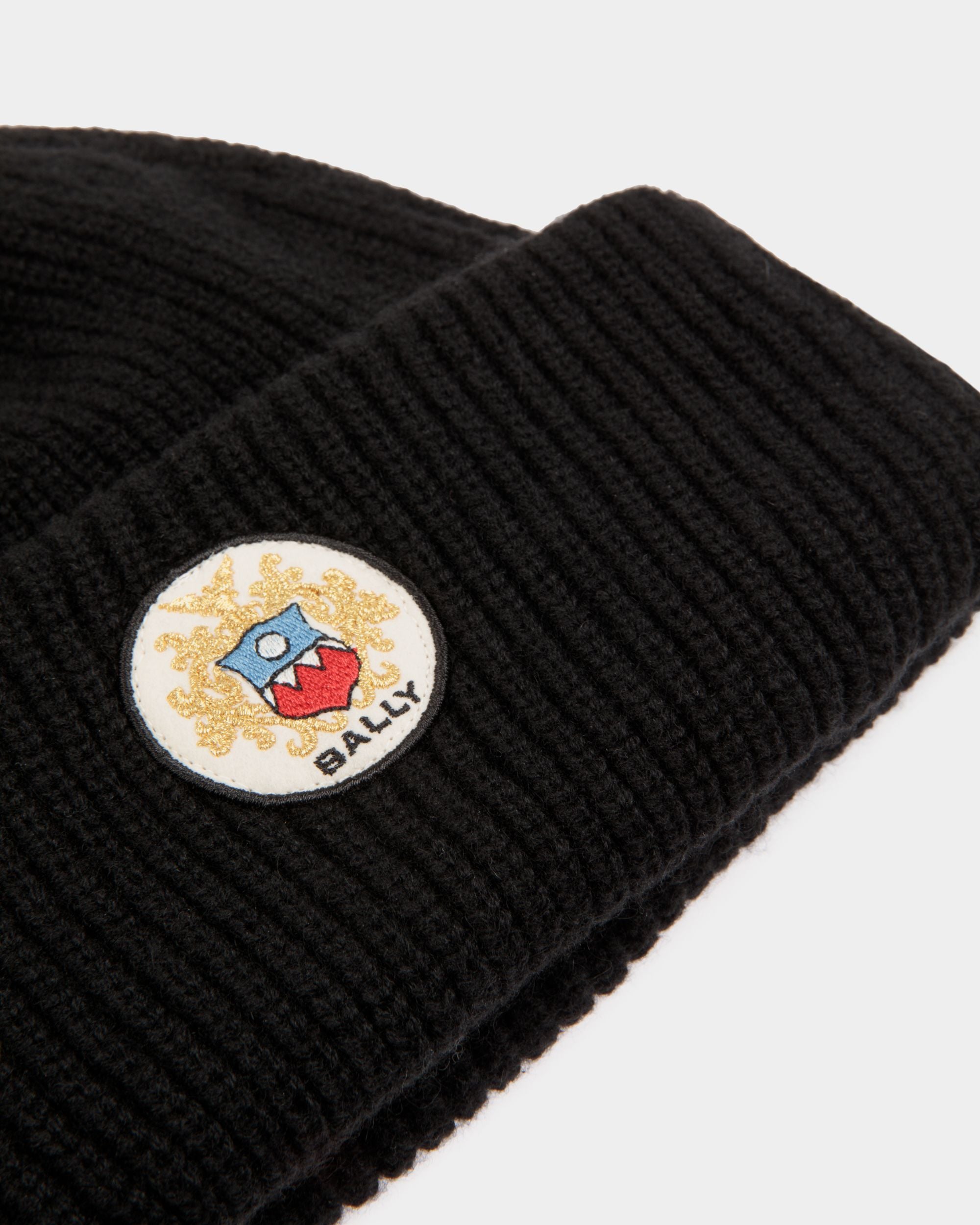 Gorro Con Logotipo Bally Crest De Cachemira Negra - Hombre - Bally - 03