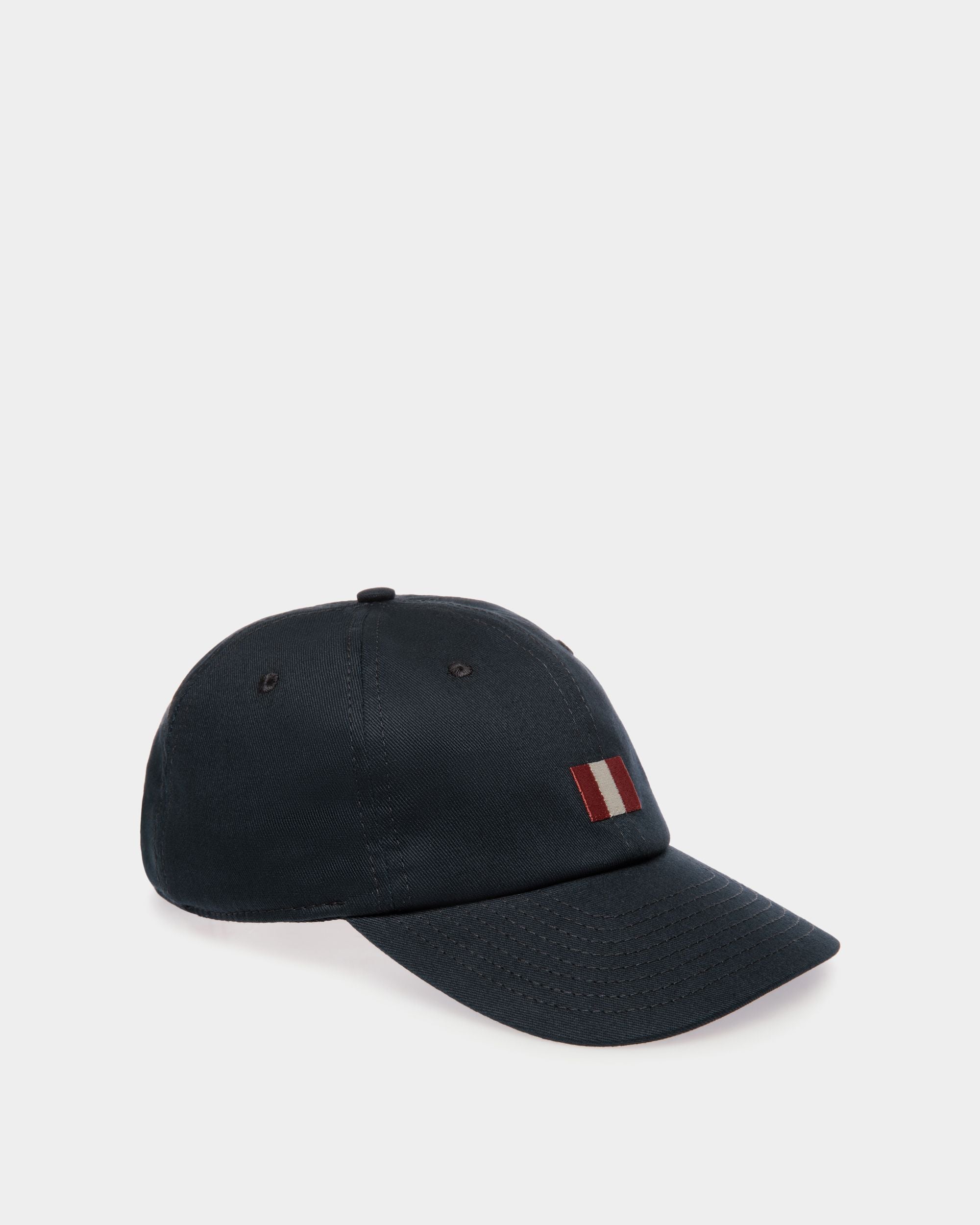 Baseball Hat With a Bally Flag in Navy Blue Cotton - Homme - Bally - 01