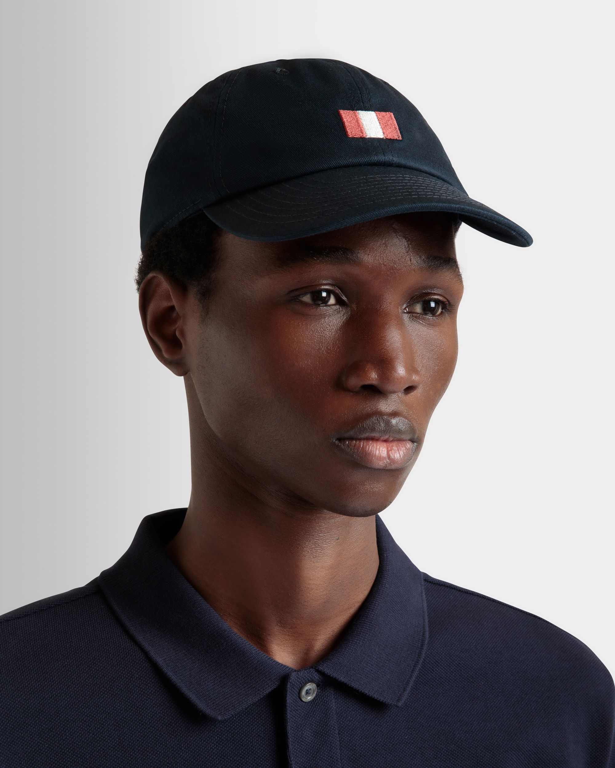 Baseball Hat With a Bally Flag in Navy Blue Cotton - Homme - Bally - 02