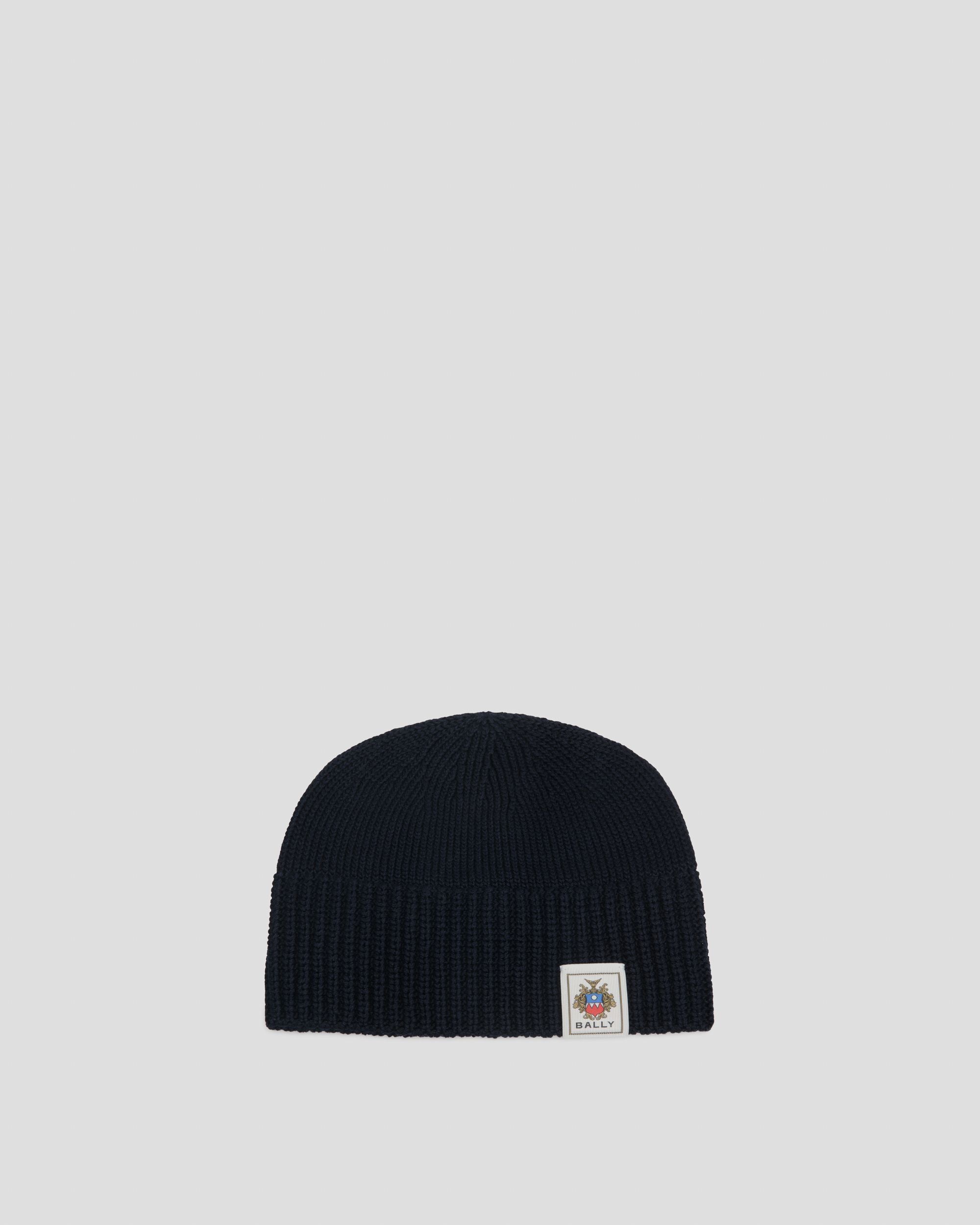 Beanie Aus Baumwolle In Navy Blue Mit Bally-Crest-Wappen - Herren - Bally - 01