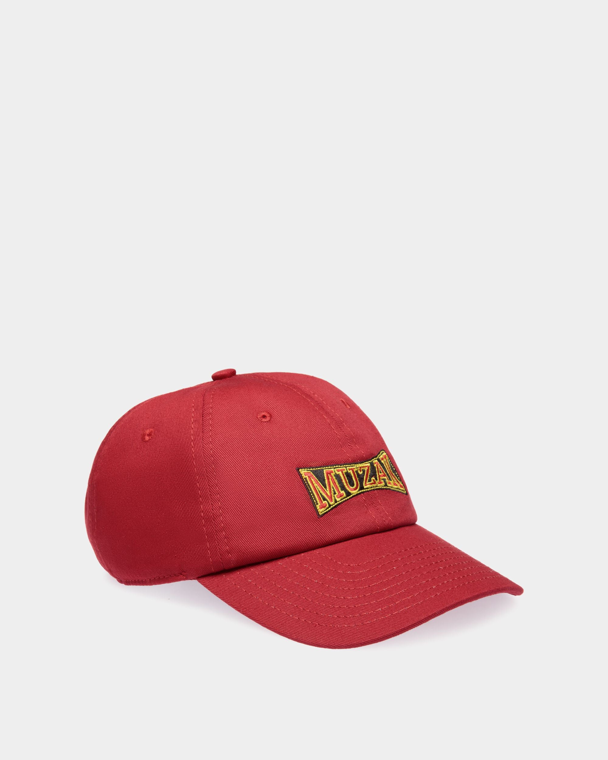 DJ Leo Mas x Bally Baseball Hat in Heritage Red Cotton with Muzak Embroidery - Men's - Bally - 01