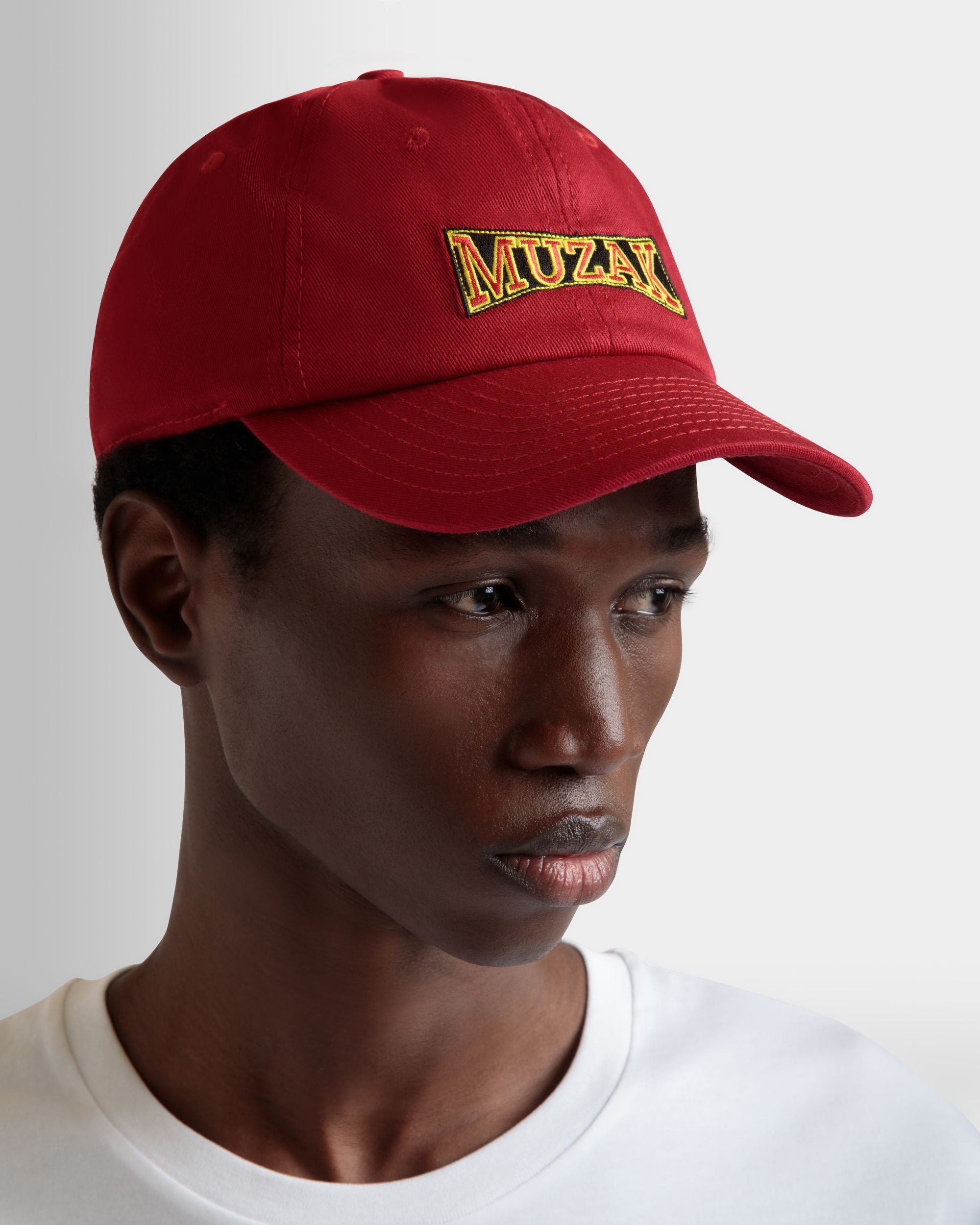 DJ Leo Mas x Bally Baseball Hat in Heritage Red Cotton with Muzak Embroidery - Men's - Bally - 02