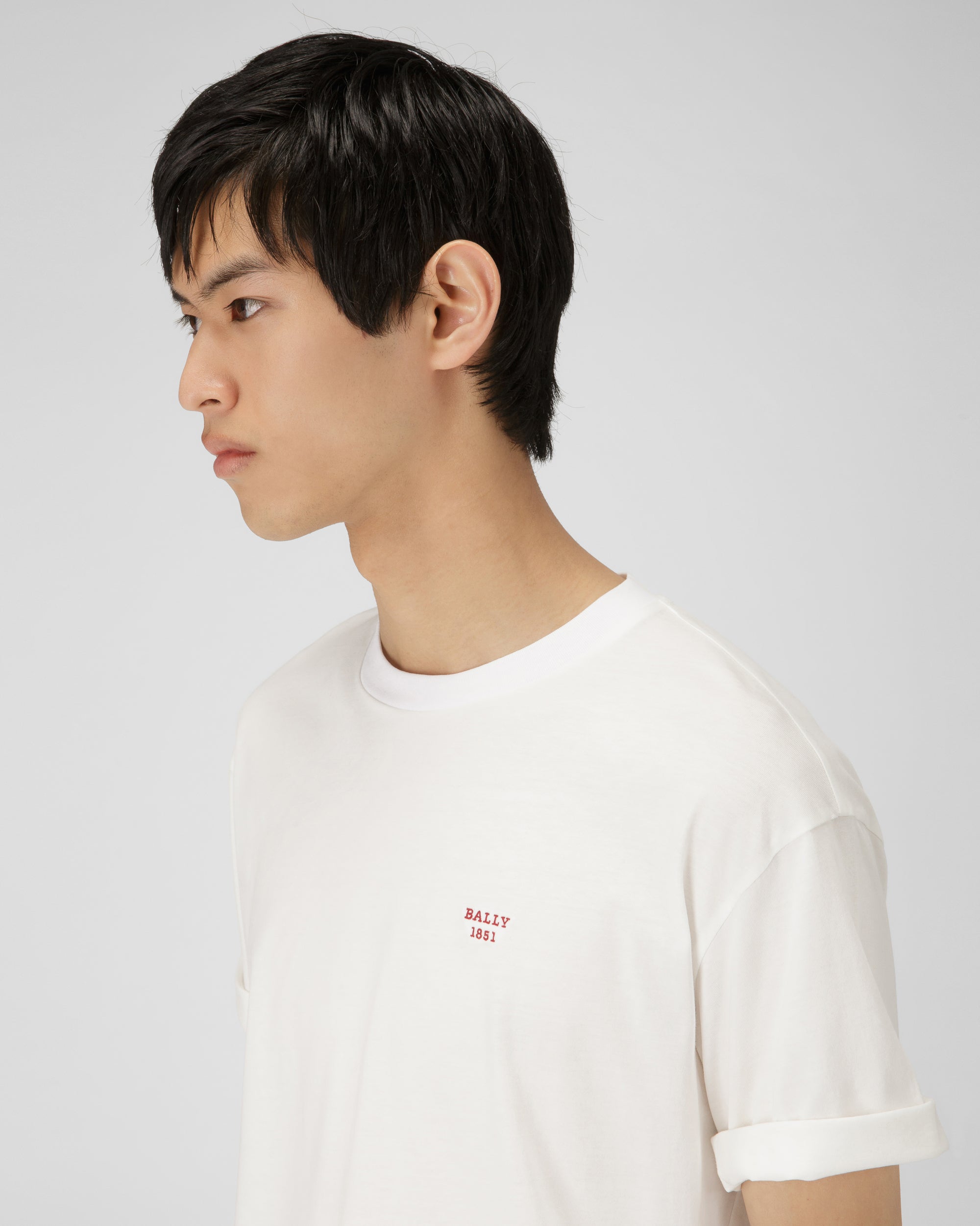 T-Shirt En Coton Biologique Ivoire - Homme - Bally - 02