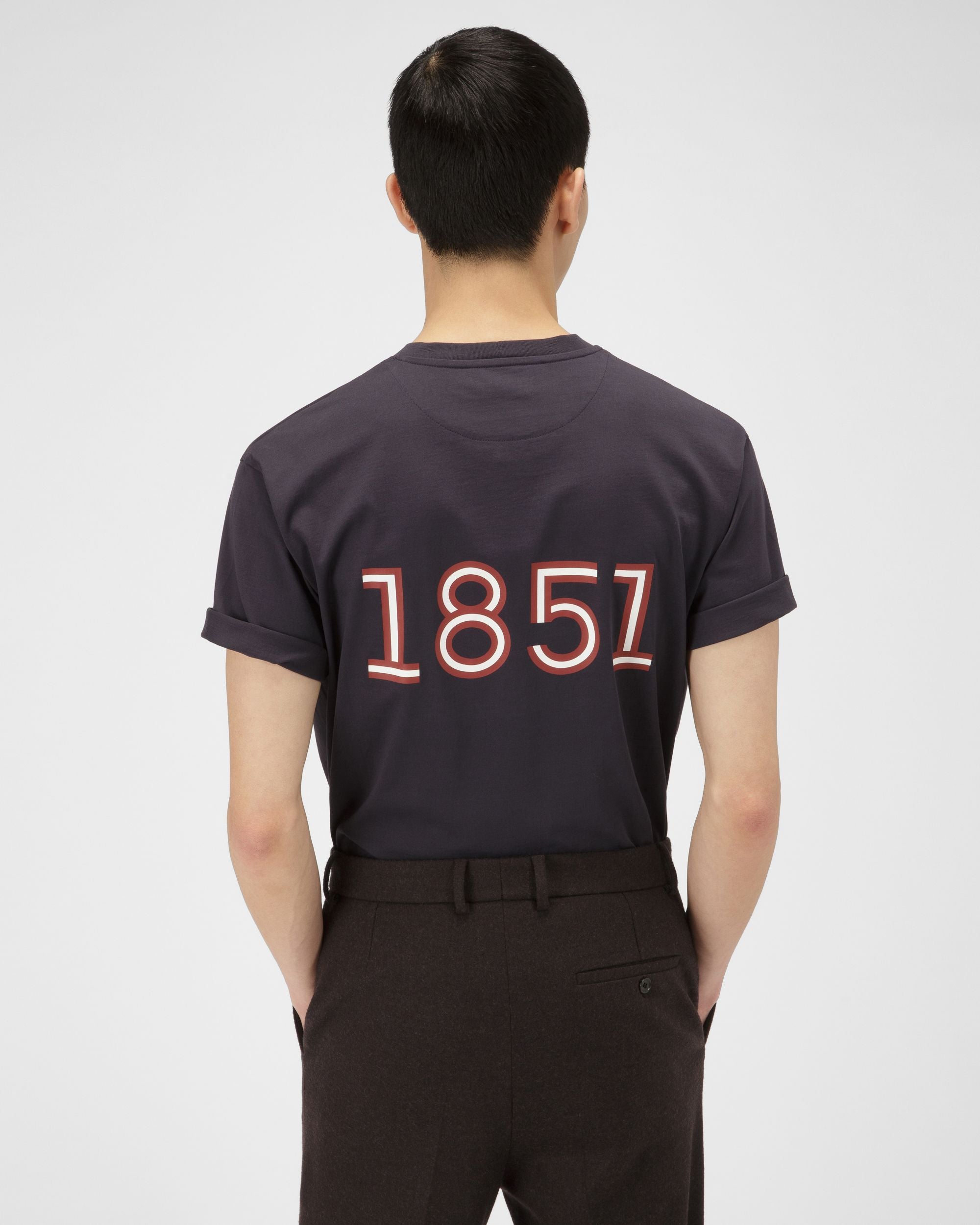 Organic Cotton T-Shirt In Navy - Men's - Bally - 03