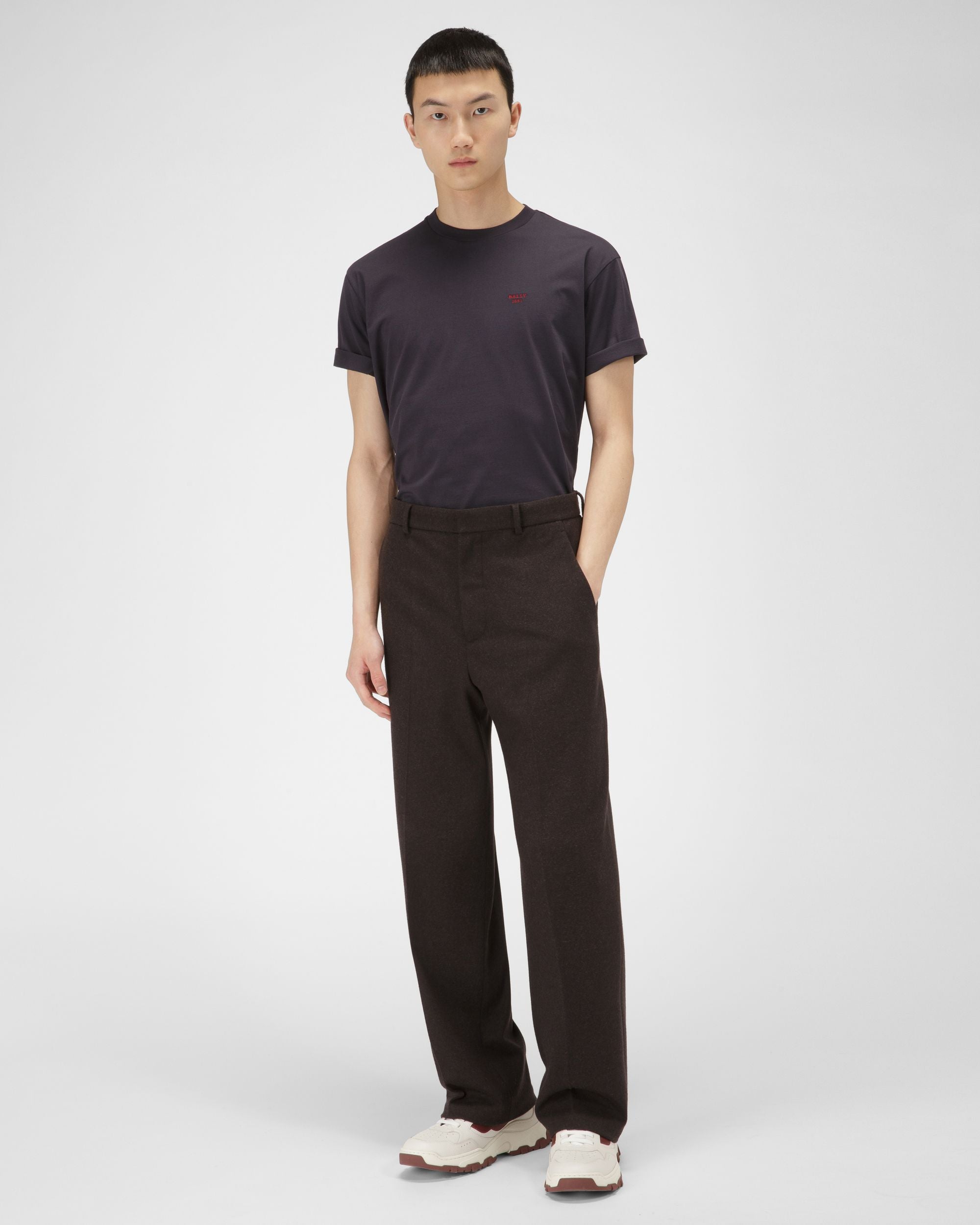 Organic Cotton T-Shirt In Navy - Men's - Bally - 05