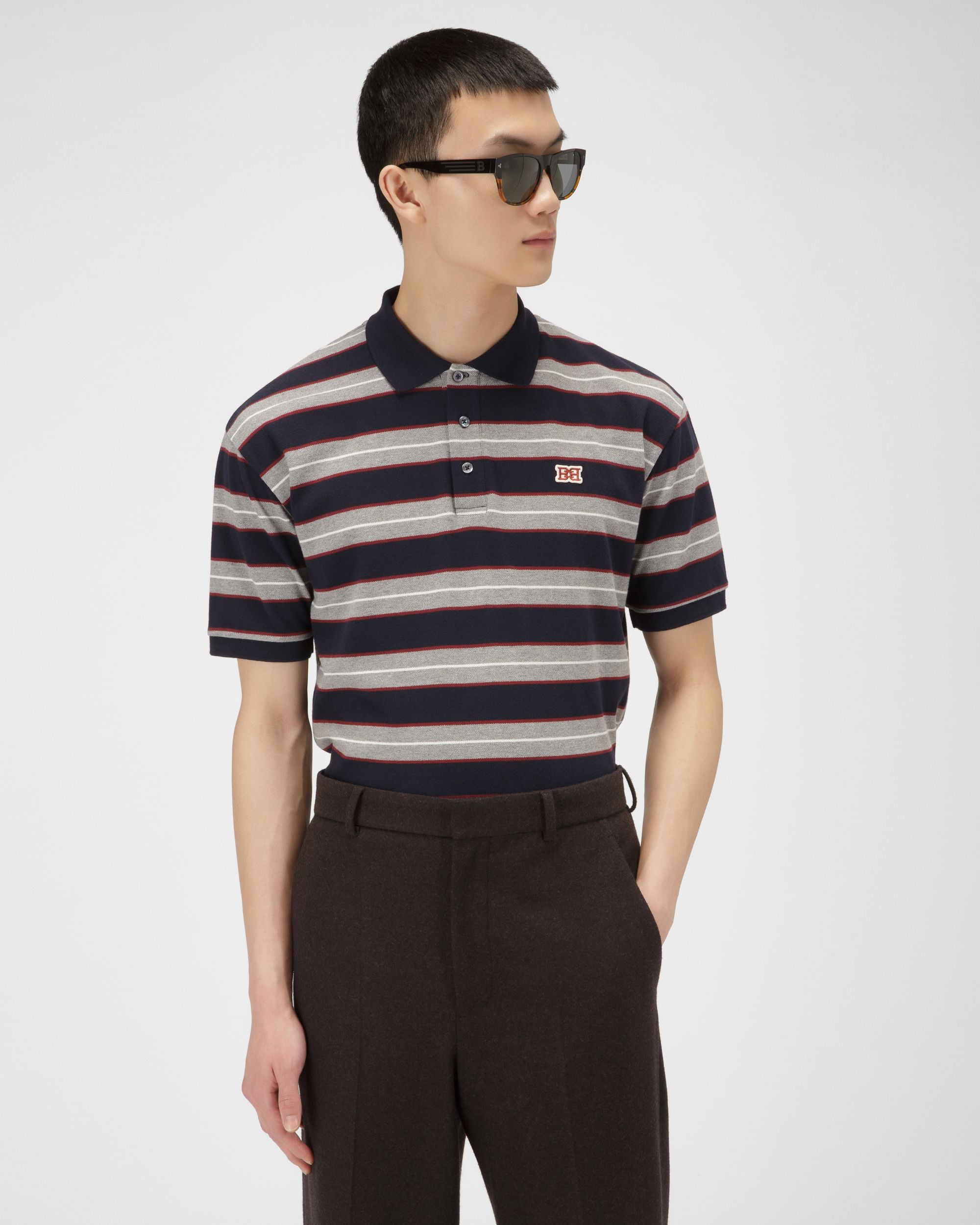 Baumwoll-Poloshirt In Marineblau - Herren - Bally - 01