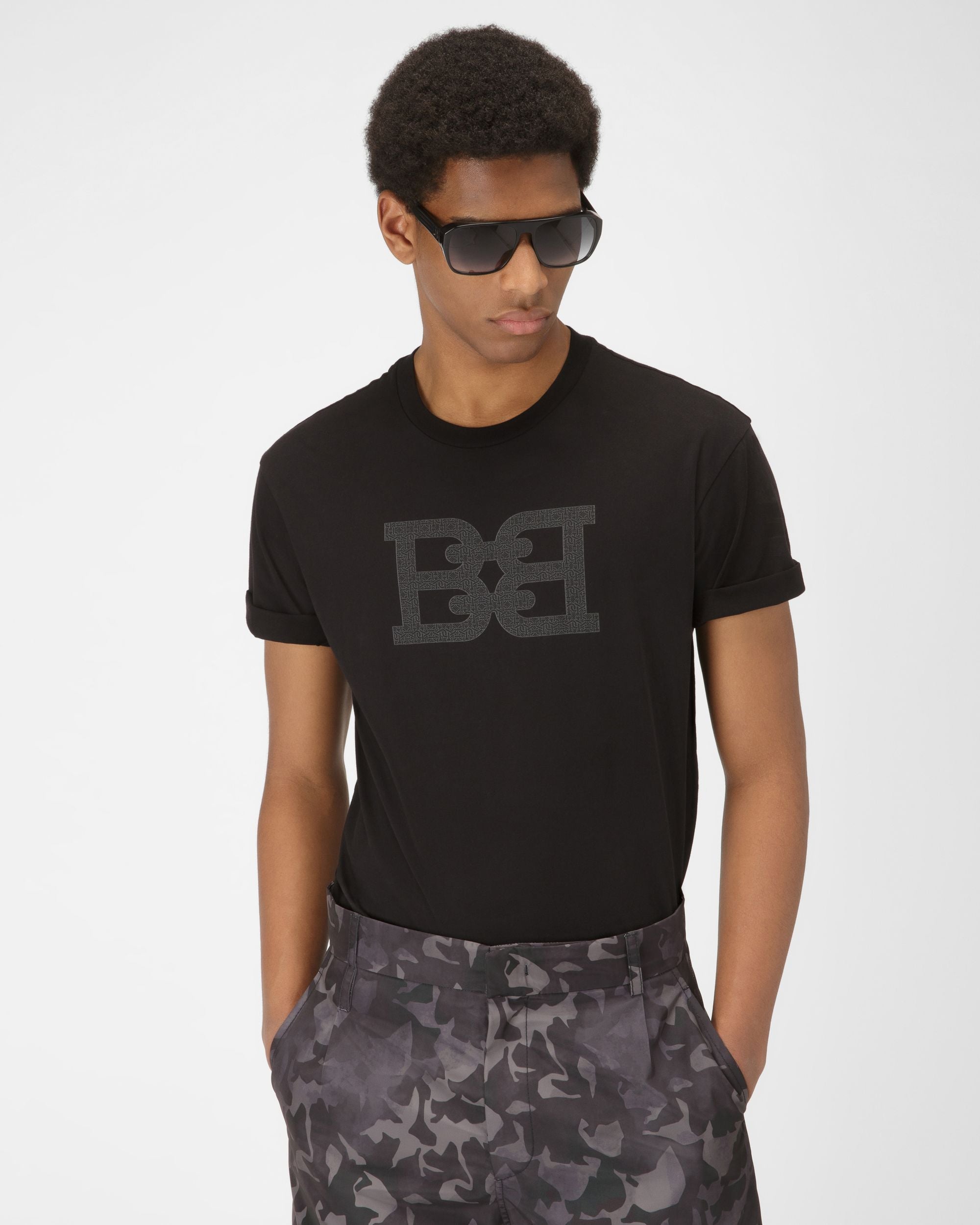 Organic Cotton T-Shirt In Black - Homme - Bally - 01