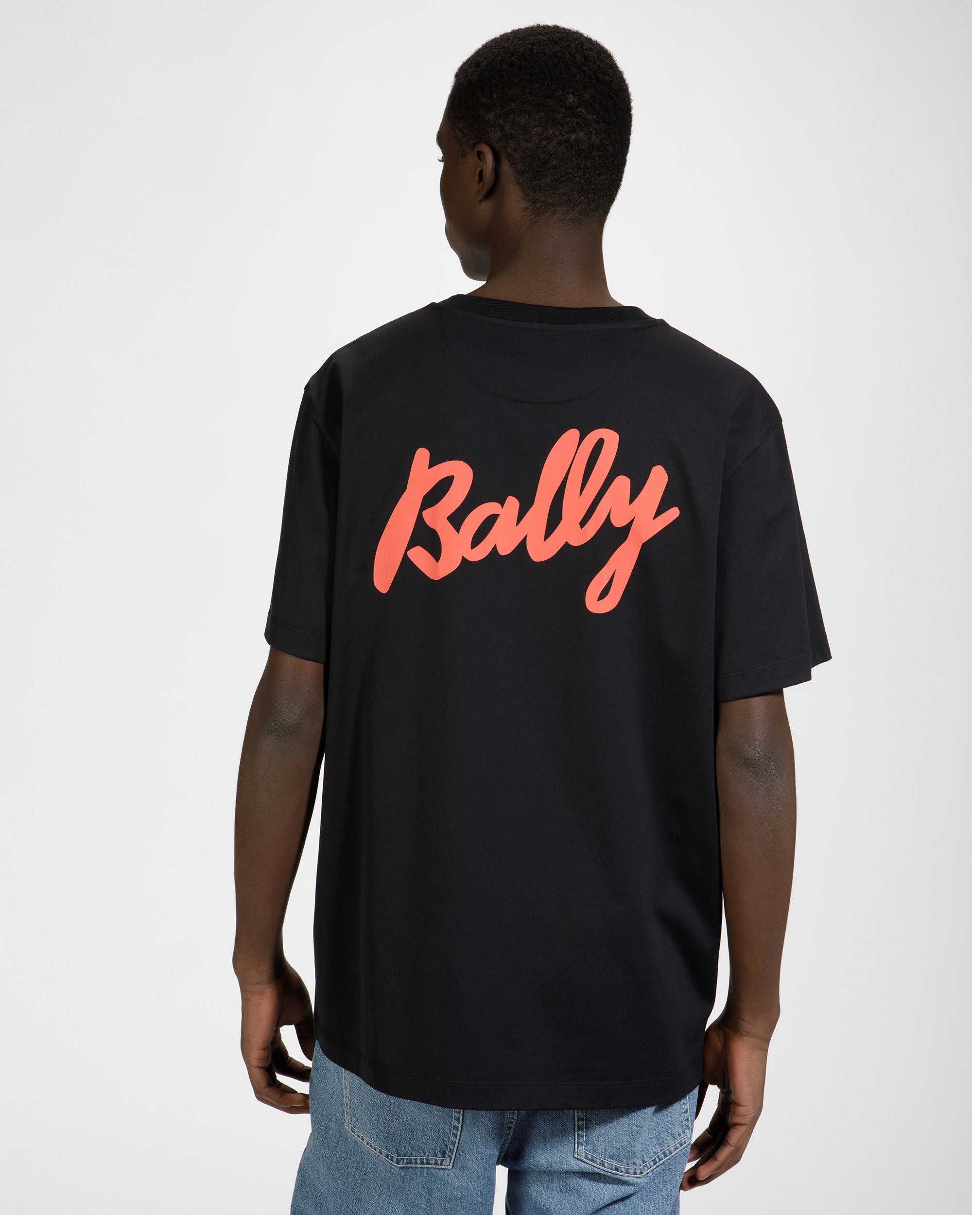 T-Shirt En Coton Noir Et Orange - Homme - Bally - 05