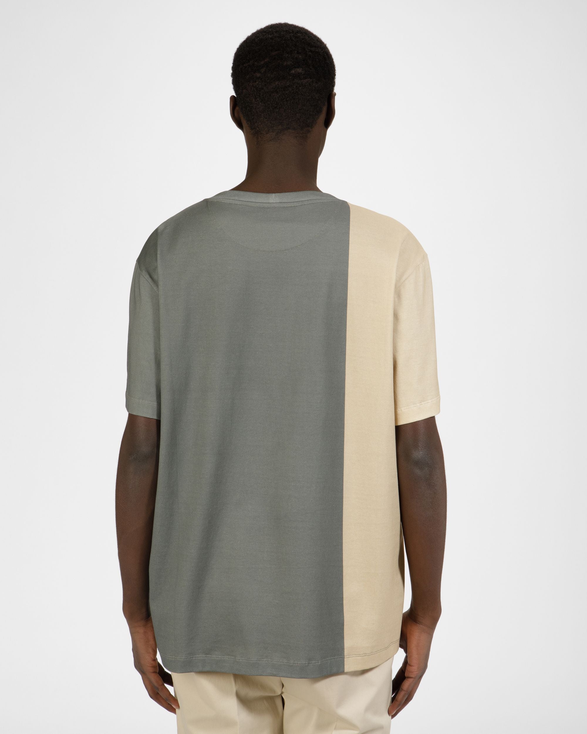 T-Shirt Aus Bio-Baumwolle In Beige Und Grün - Herren - Bally - 03